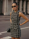 Windowpane Tweed Crop Top