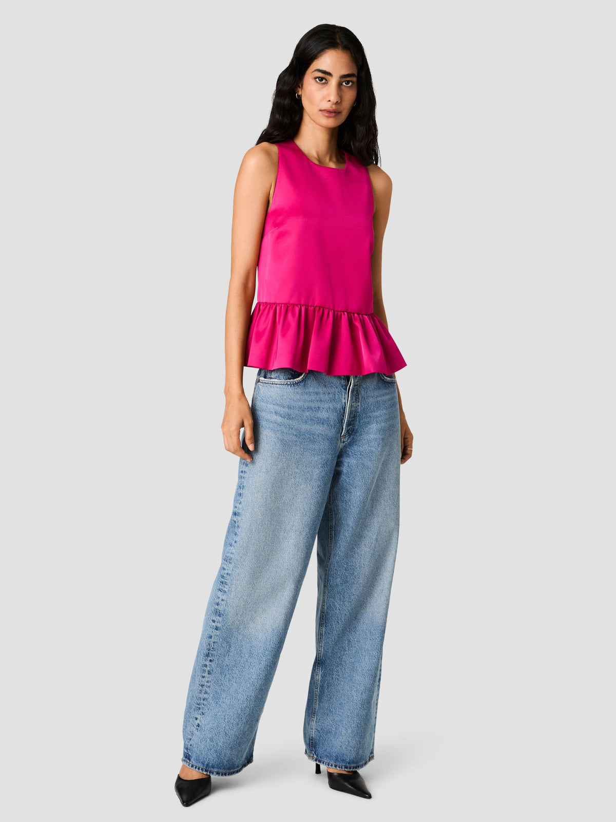 CAREY SATIN SLEEVELESS PEPLUM TOP VIEW 6 CAREY SATIN SLEEVELESS PEPLUM TOP VIEW 6