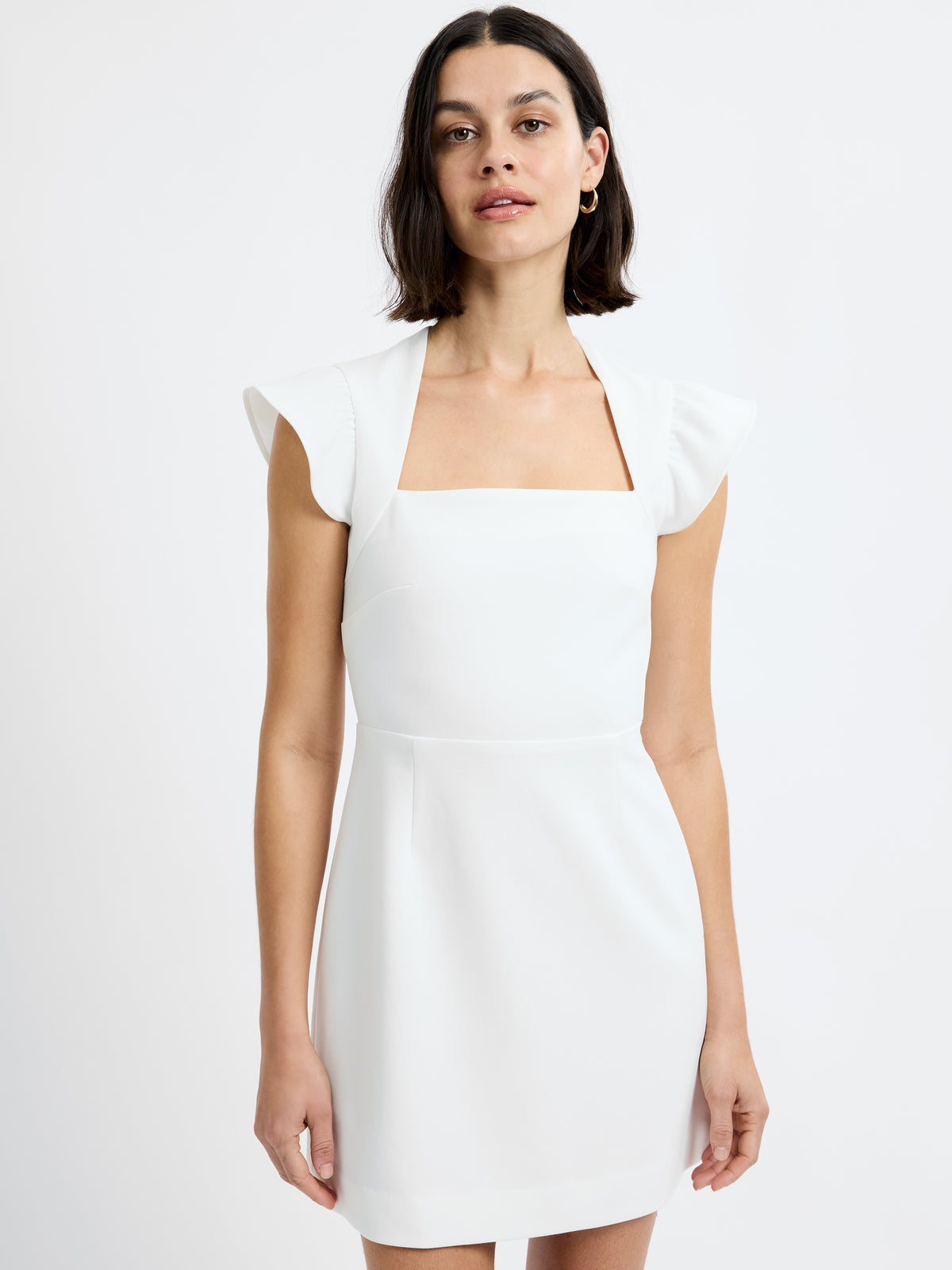 whisper foldover square neck mini dress French Connection Women's Flutter Sleeve - White Perfect for casual occasions Color:Beige/Gold Baby Girl Dress Little mermaid bridal gown
