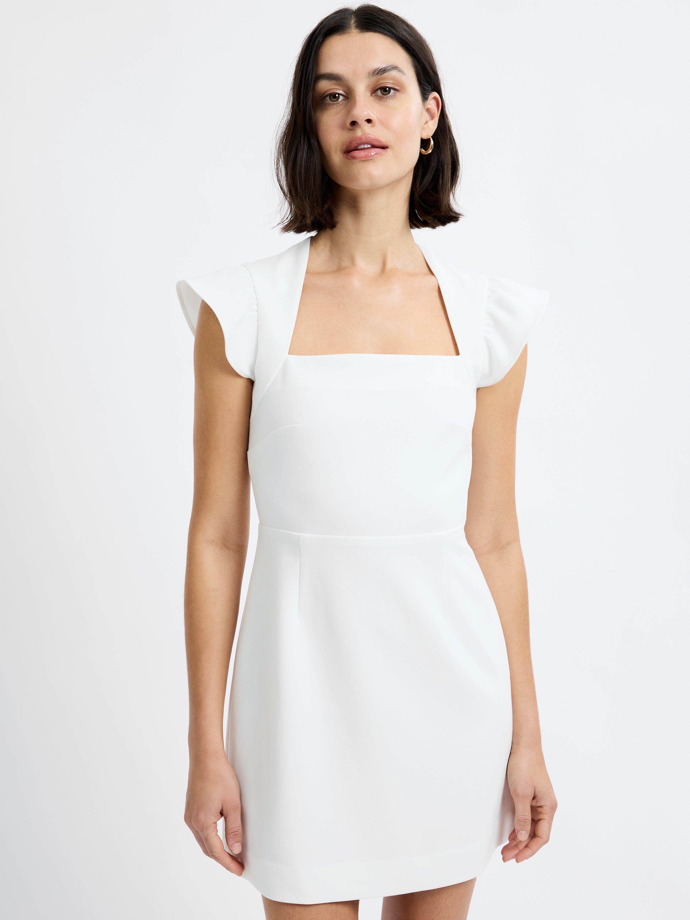 WHISPER SQUARE NECK FLUTTER SLEEVE MINI DRESS View 2 | White Dresses WHISPER SQUARE NECK FLUTTER SLEEVE MINI DRESS View 2 | White Dresses