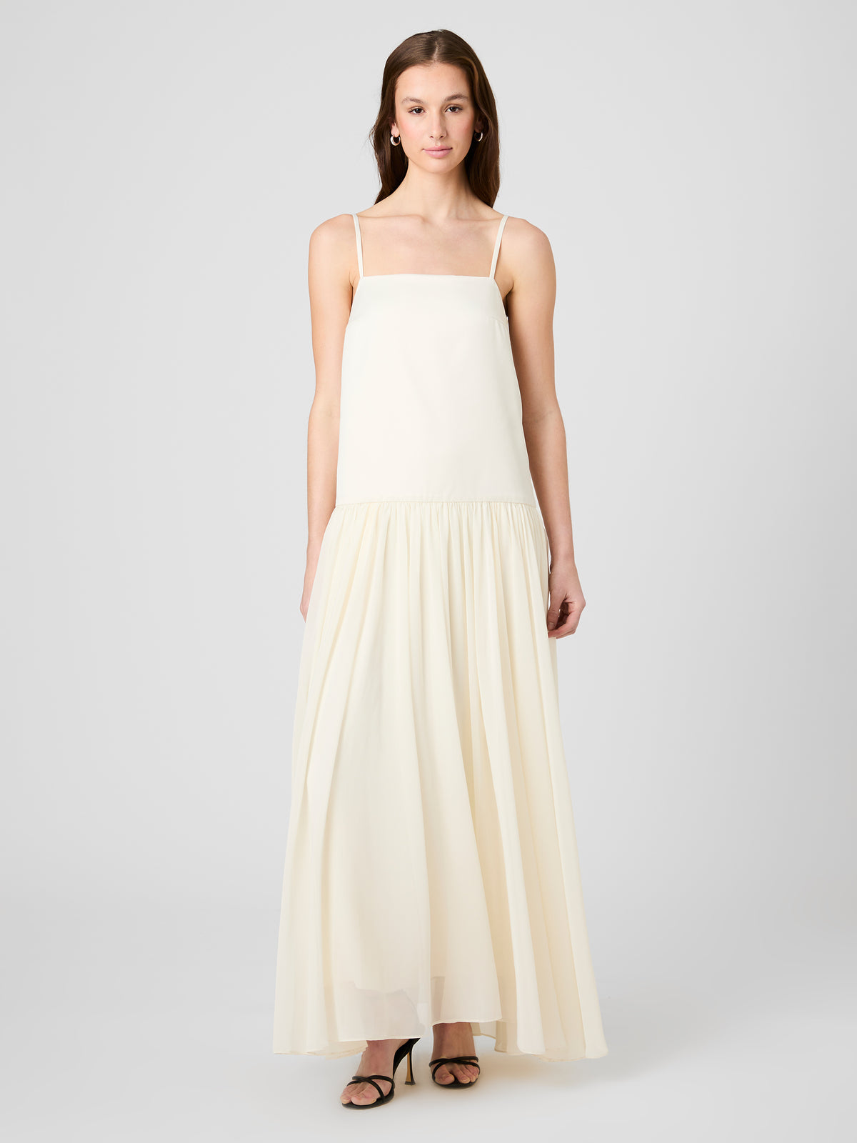 Marina Silky Maxi Dress in Porcelain