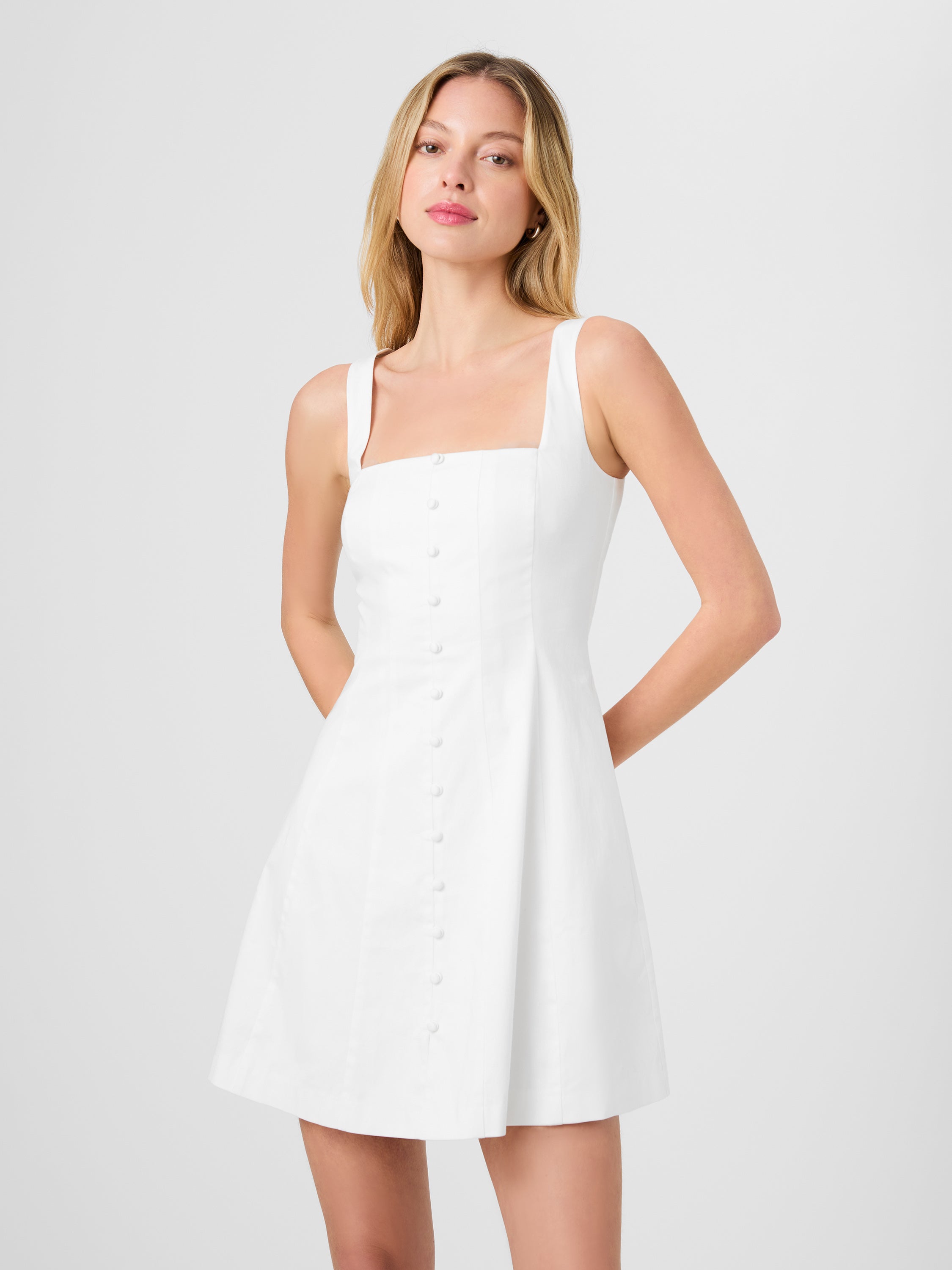 COTTON SATEEN BUTTON FRONT MINI DRESS View 2 | Dresses COTTON SATEEN BUTTON FRONT MINI DRESS View 2 | Dresses