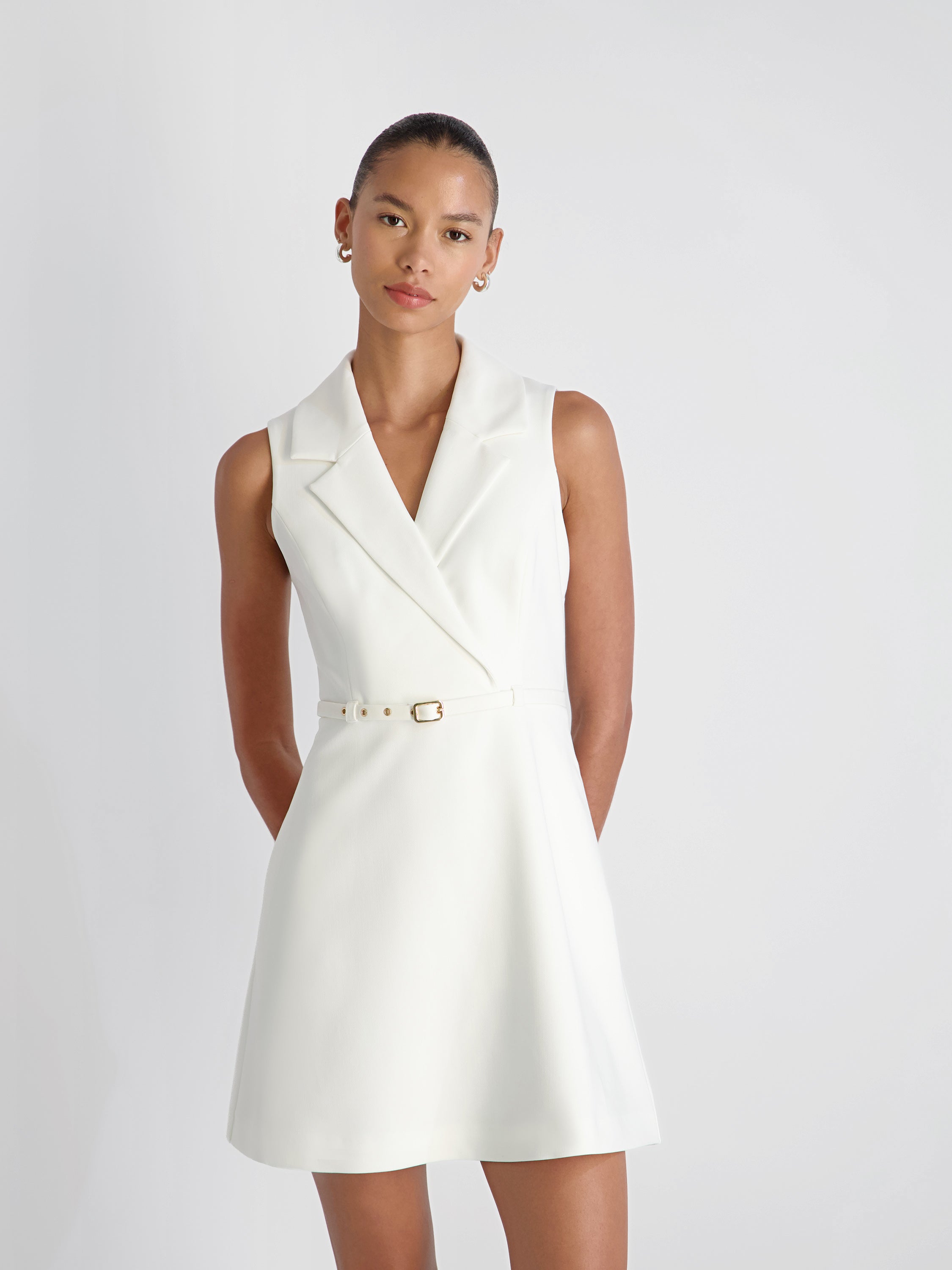 Azra Twill Belted Sleeveless Mini Dress | French Connection US