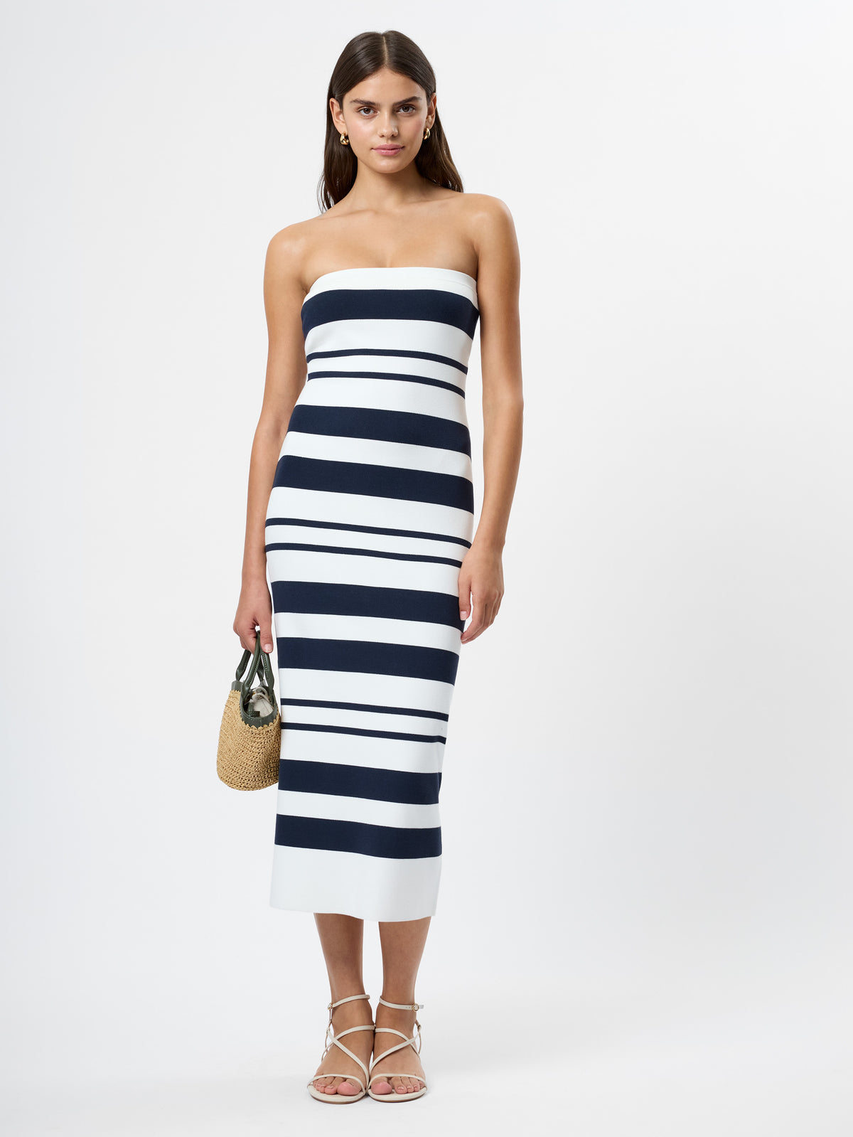 french connection knitted dress Nellis Square Crochet Knit Midi Dress in Ecru