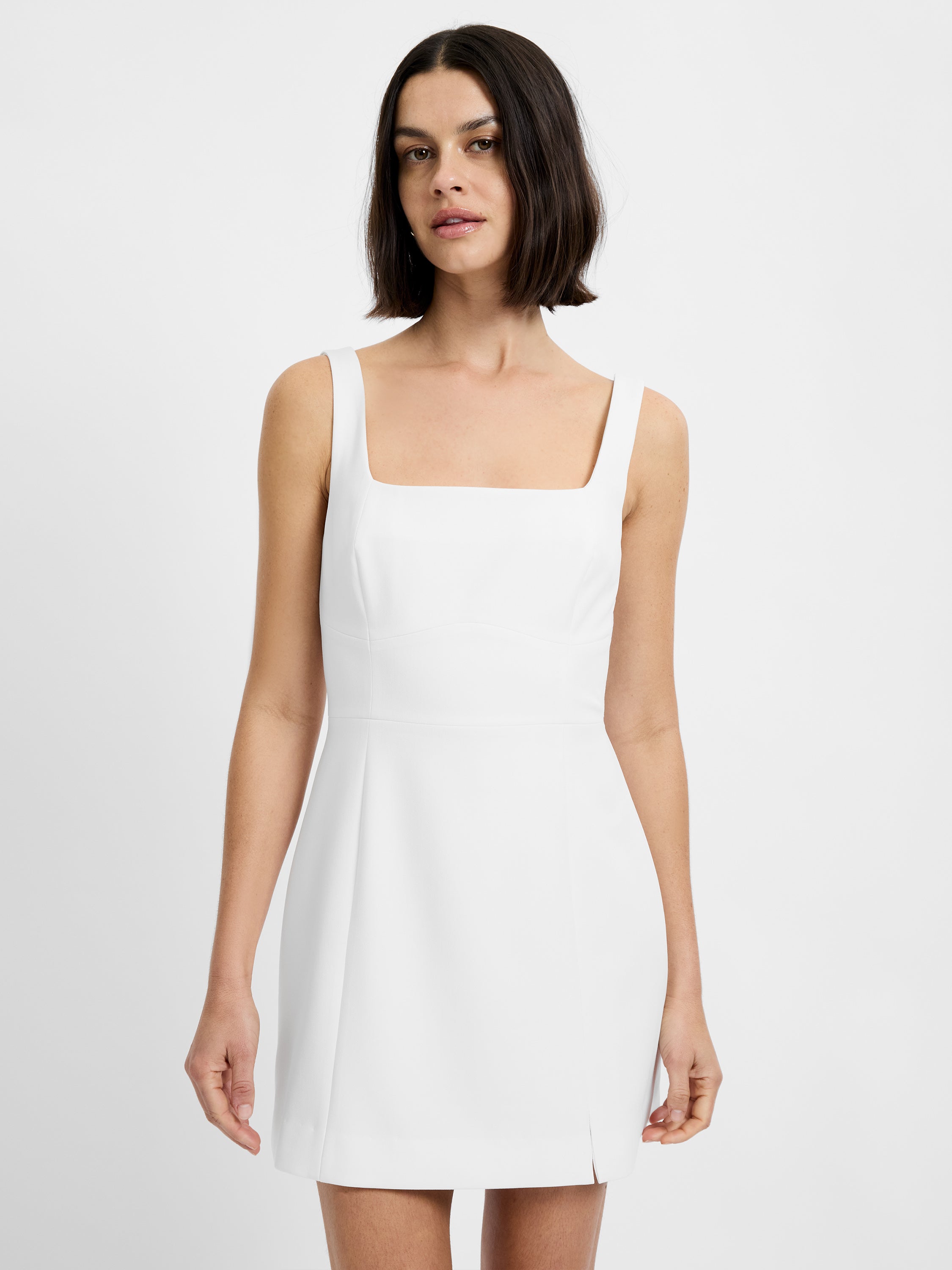 AZRA TWILL SLIT MINI DRESS View 1 | White Dresses AZRA TWILL SLIT MINI DRESS View 1 | White Dresses