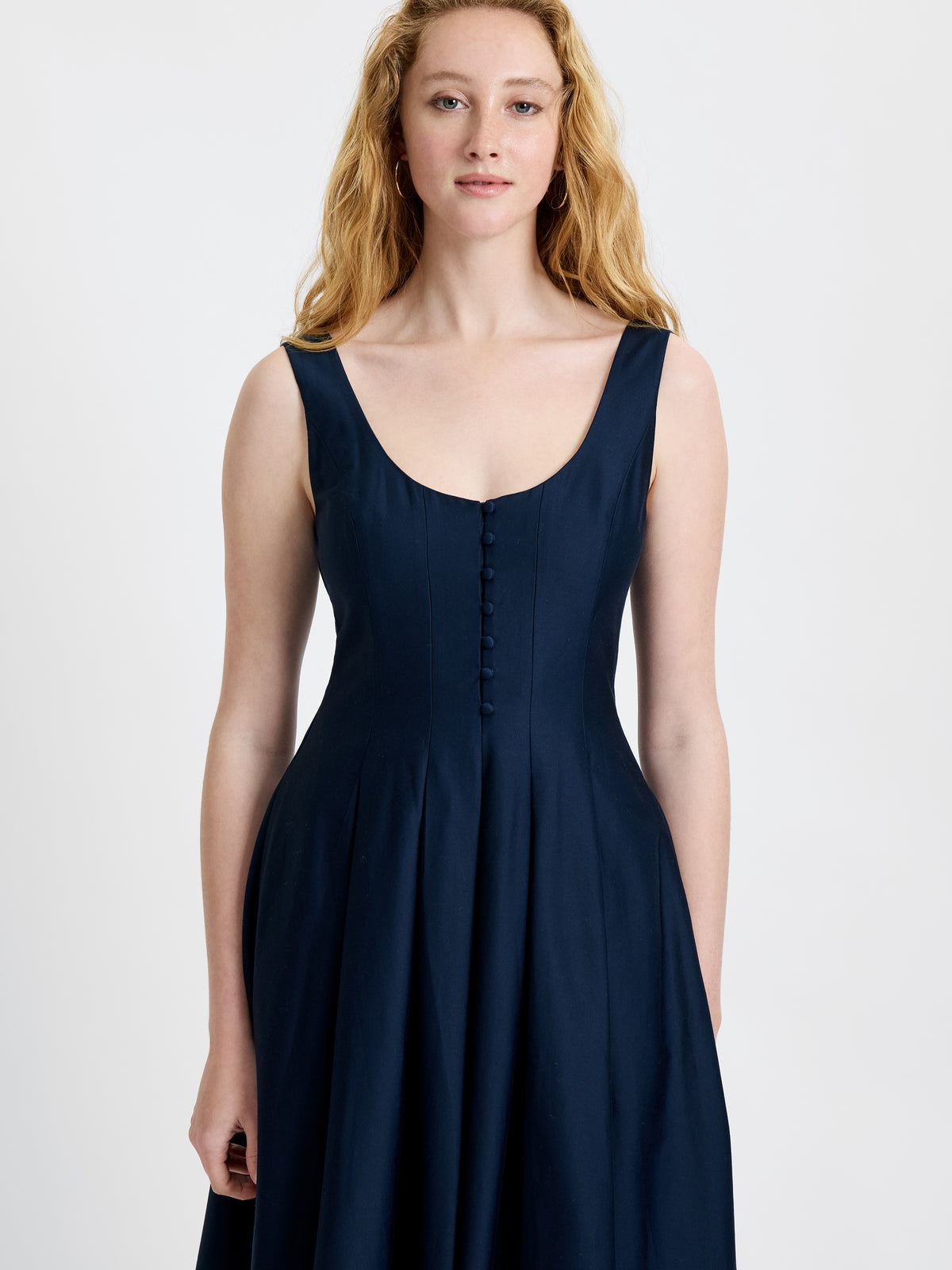 french connection dress French Connection Women's Sateen Midi Dress - Blue - Size 6