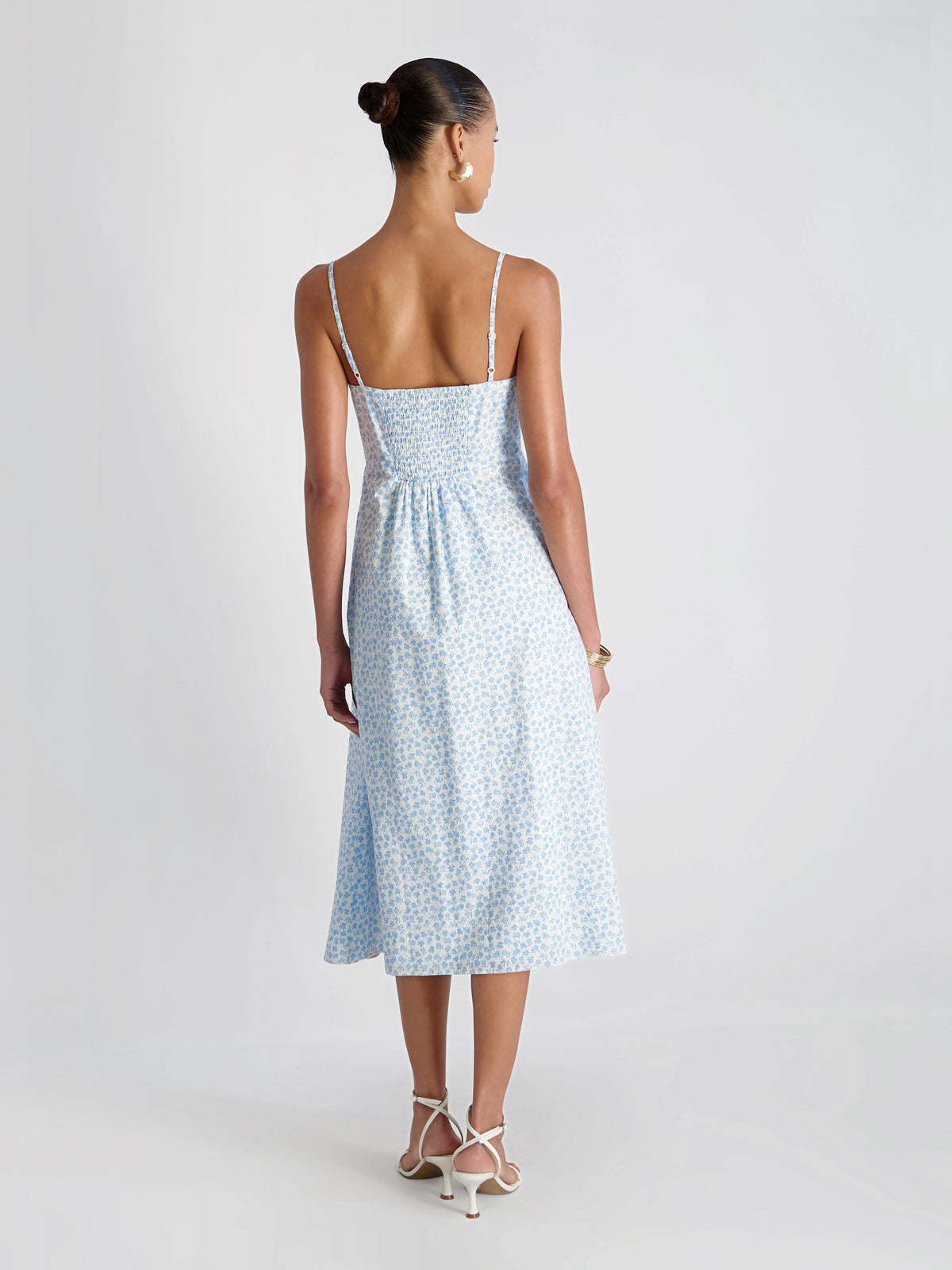 blue galaxy dress Blue Floral Ruched Maxi Dress main image 0