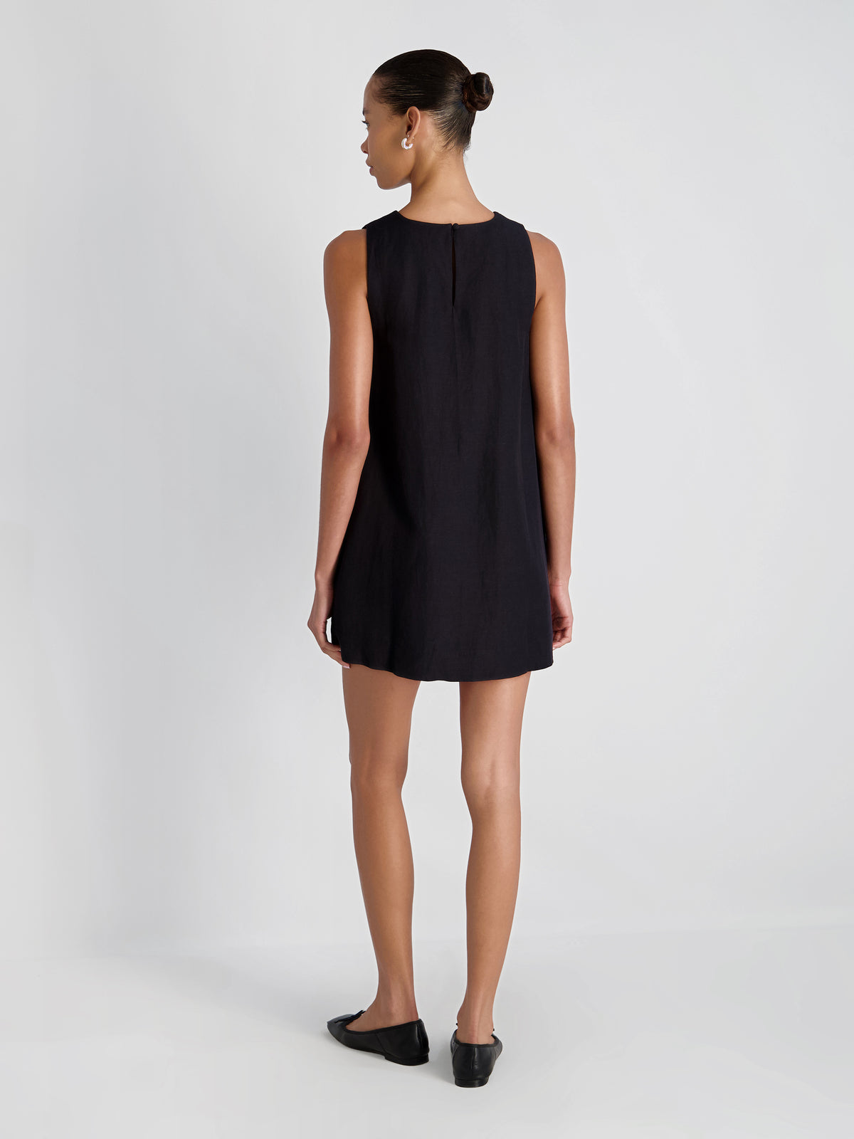 Cooper Linen Sleeveless Mini Dress in Black