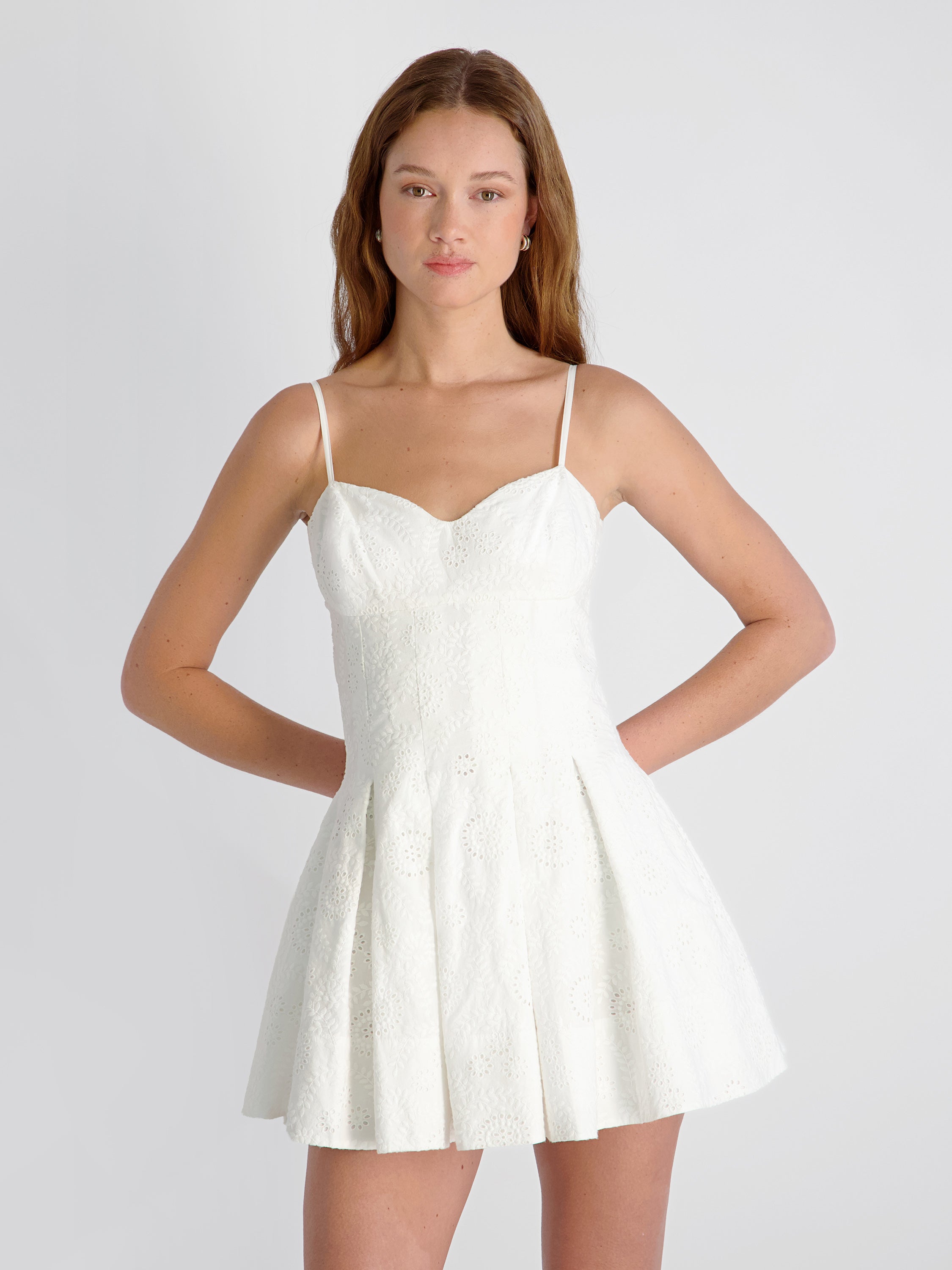 SVEA FLORAL EYELET MINI FLARE DRESS VIEW 2 SVEA FLORAL EYELET MINI FLARE DRESS VIEW 2