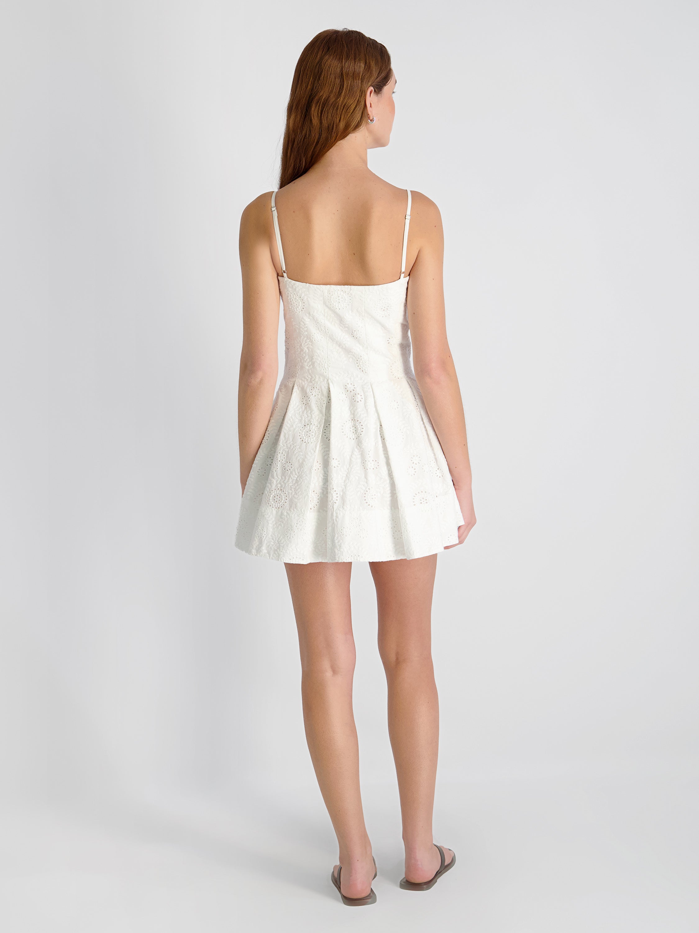 SVEA FLORAL EYELET MINI FLARE DRESS VIEW 3 SVEA FLORAL EYELET MINI FLARE DRESS VIEW 3