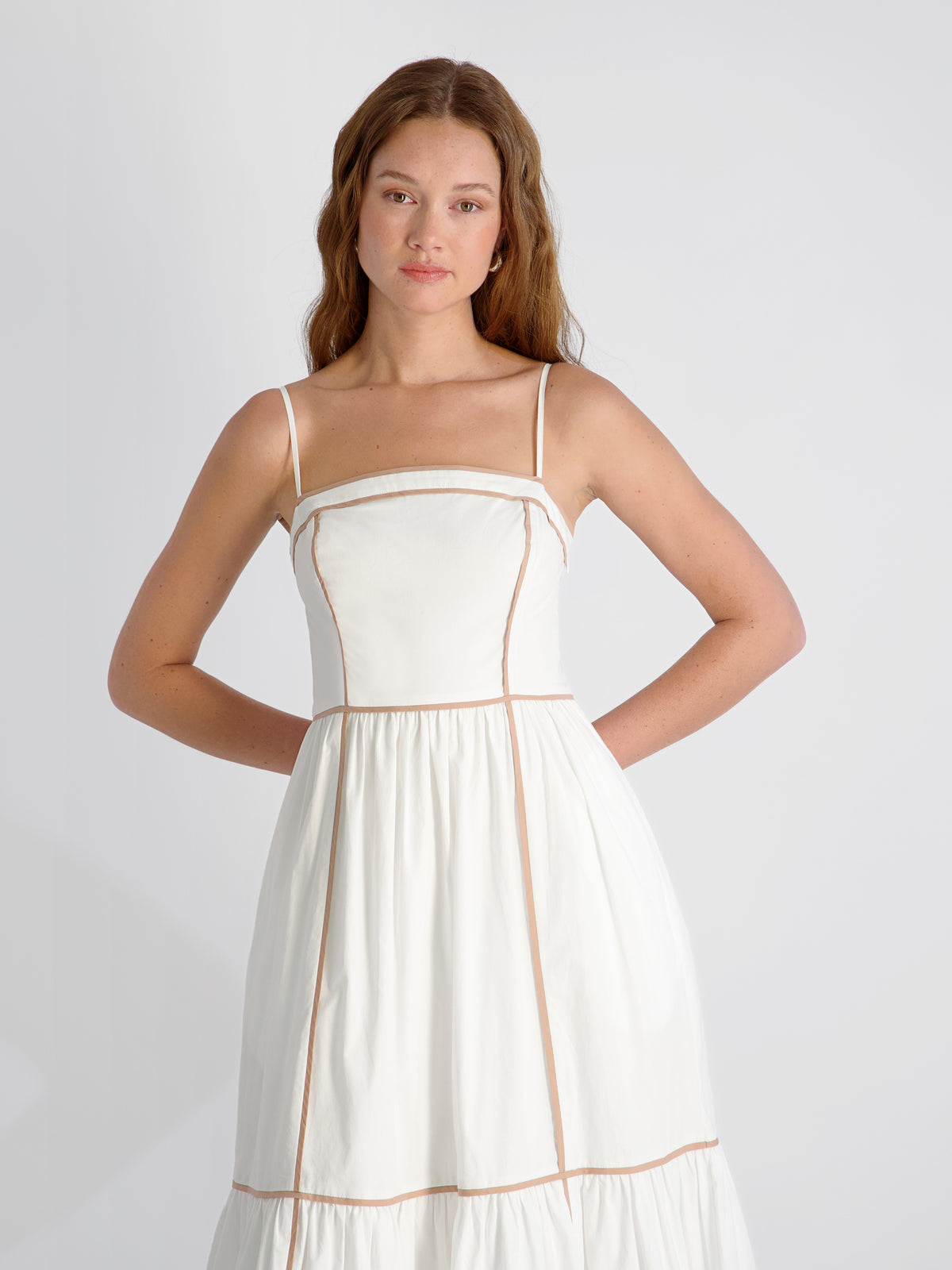 Cambria Cotton Contrast Trim Maxi Dress