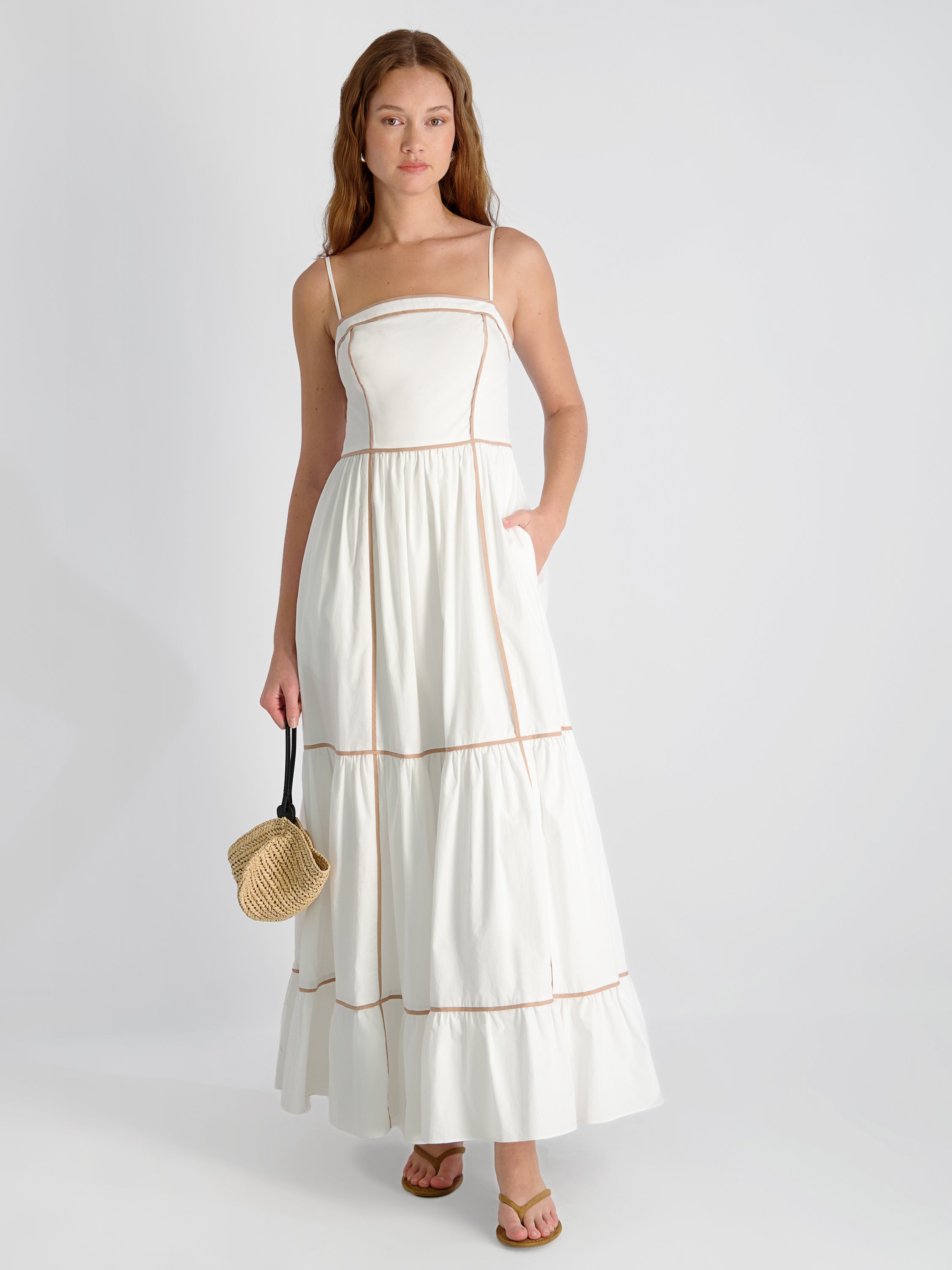 CAMBRIA COTTON CONTRAST TRIM MAXI DRESS View 1 | Maxi Dresses CAMBRIA COTTON CONTRAST TRIM MAXI DRESS View 1 | Maxi Dresses