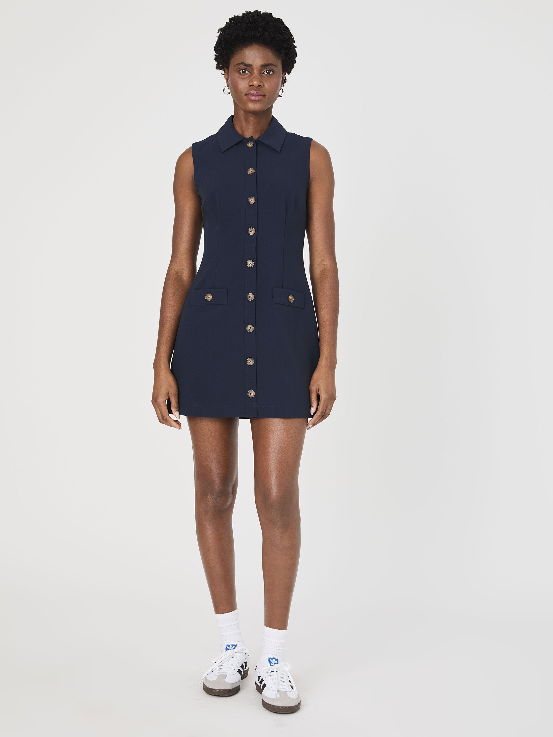Azra Twill Sleeveless Button Down Dress