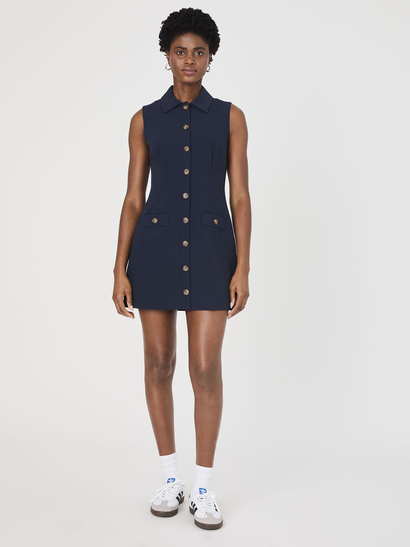 Azra Twill Sleeveless Button Down Dress