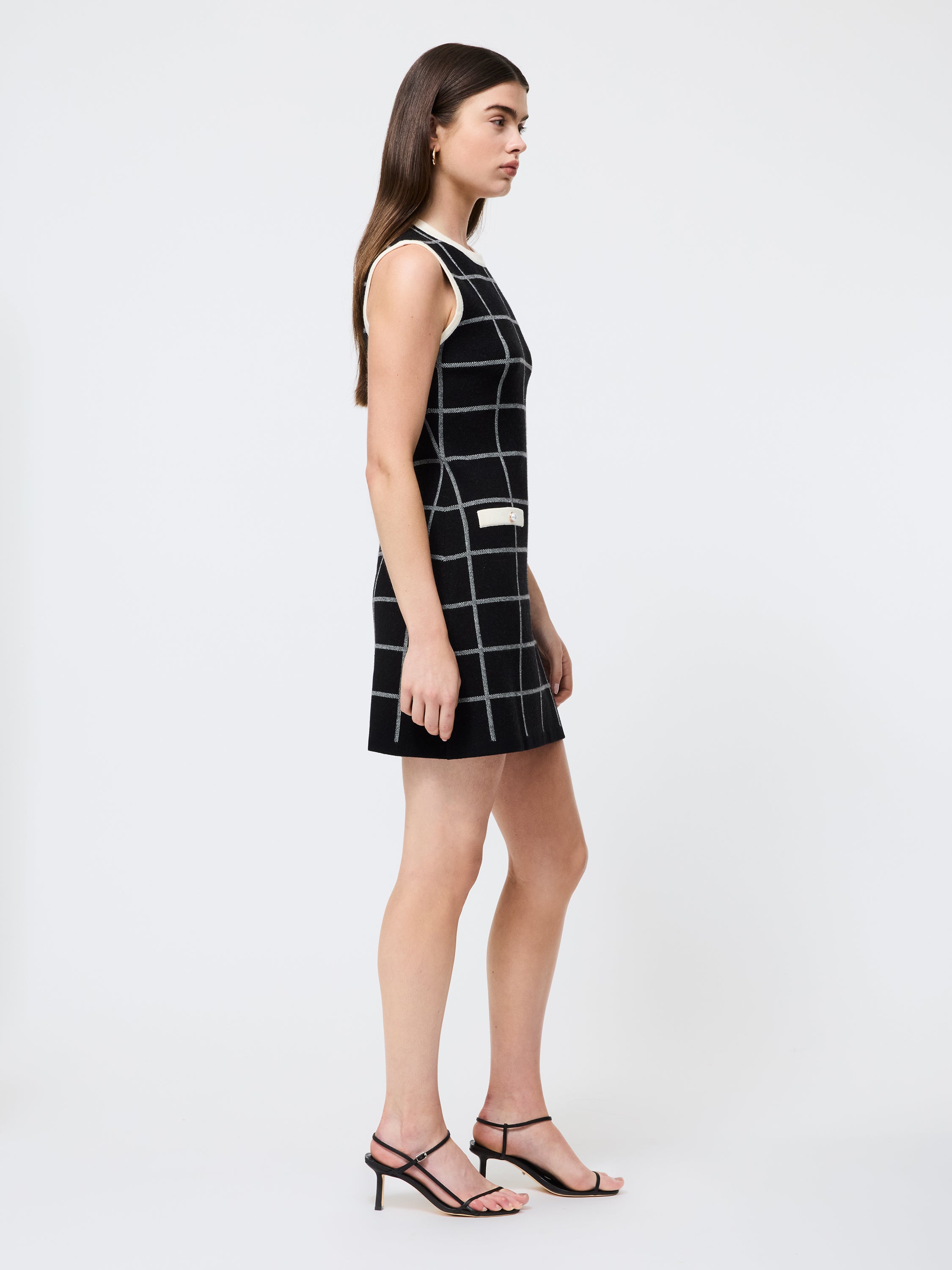 Check Sleeveless Crew Dress