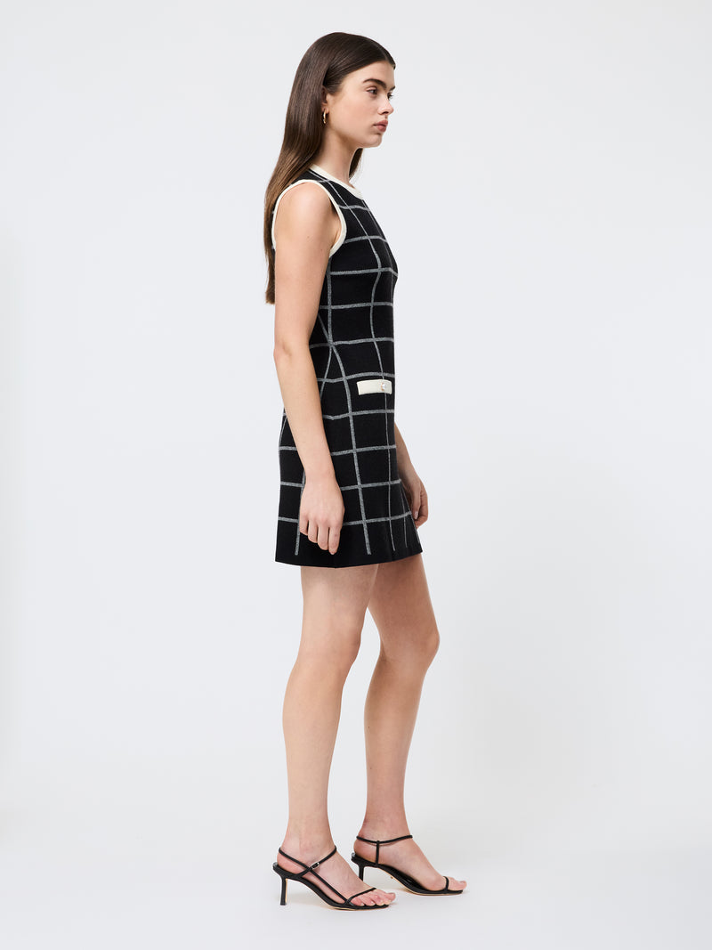 Check Sleeveless Crew Dress