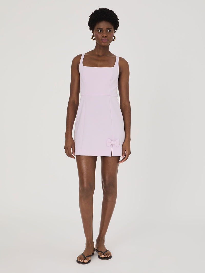 Whisper Bow Slit Strappy Mini Dress