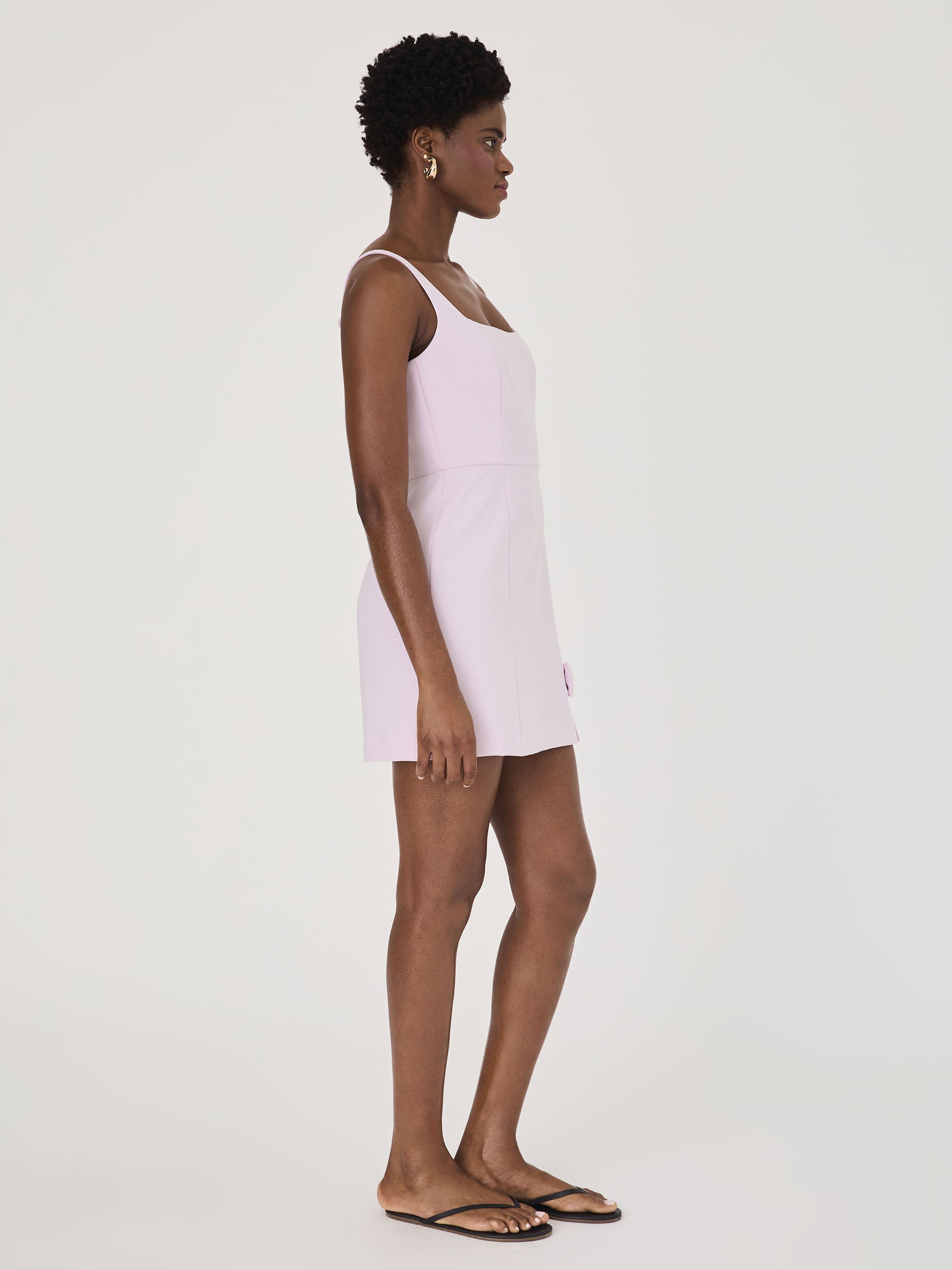Whisper Bow Slit Strappy Mini Dress