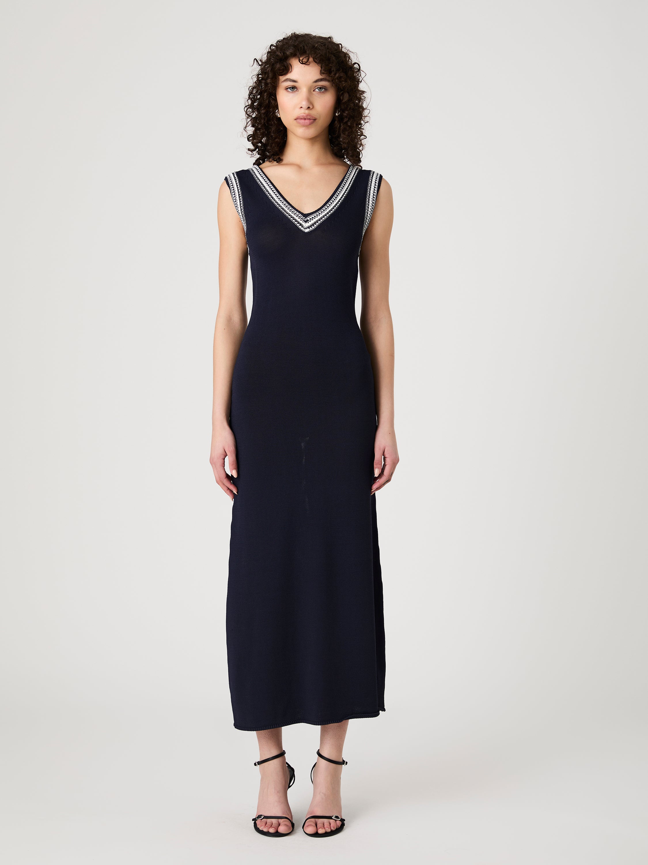 Sage Knit V-Neck Midi Dress