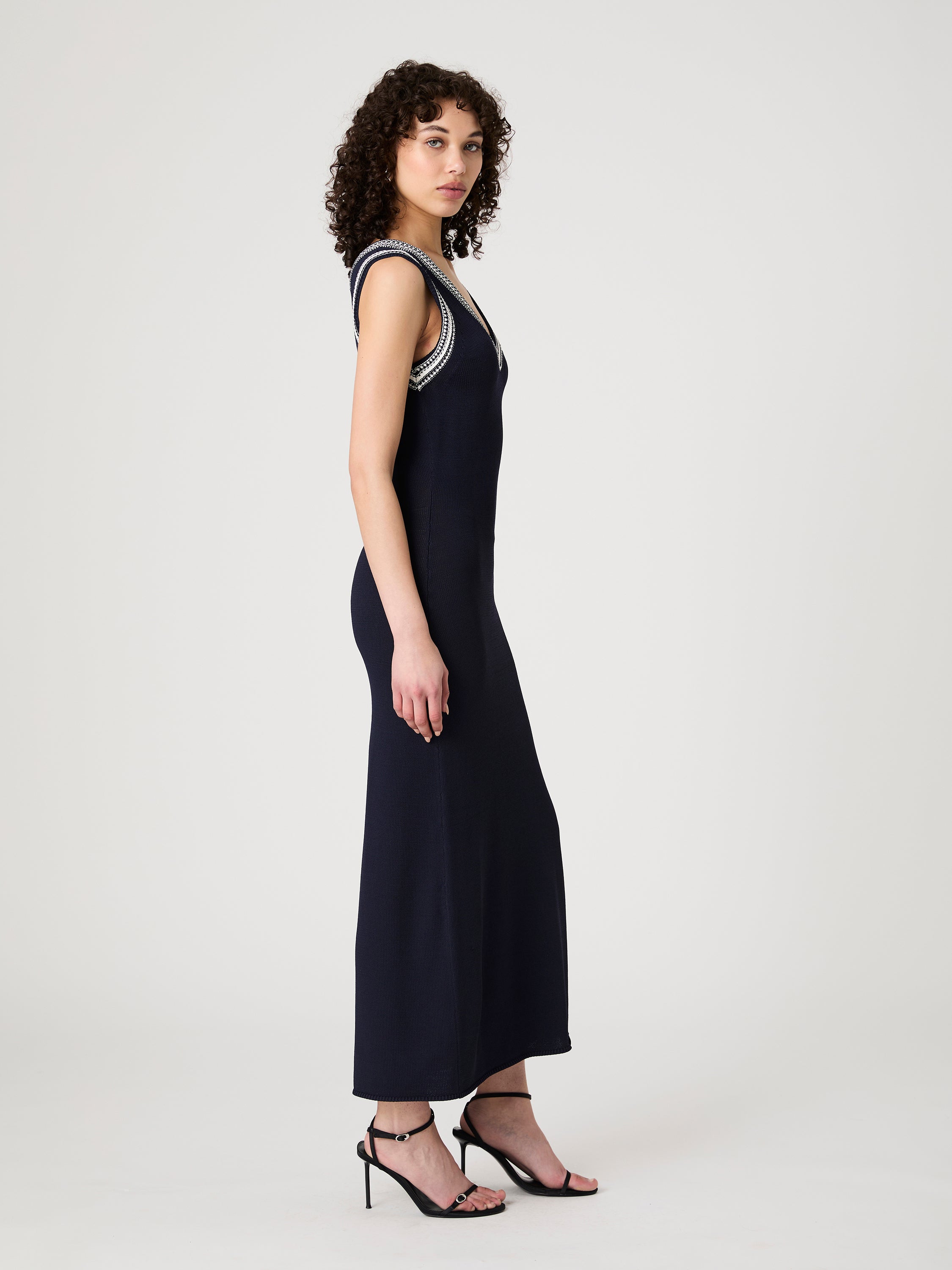 Sage Knit V-Neck Midi Dress