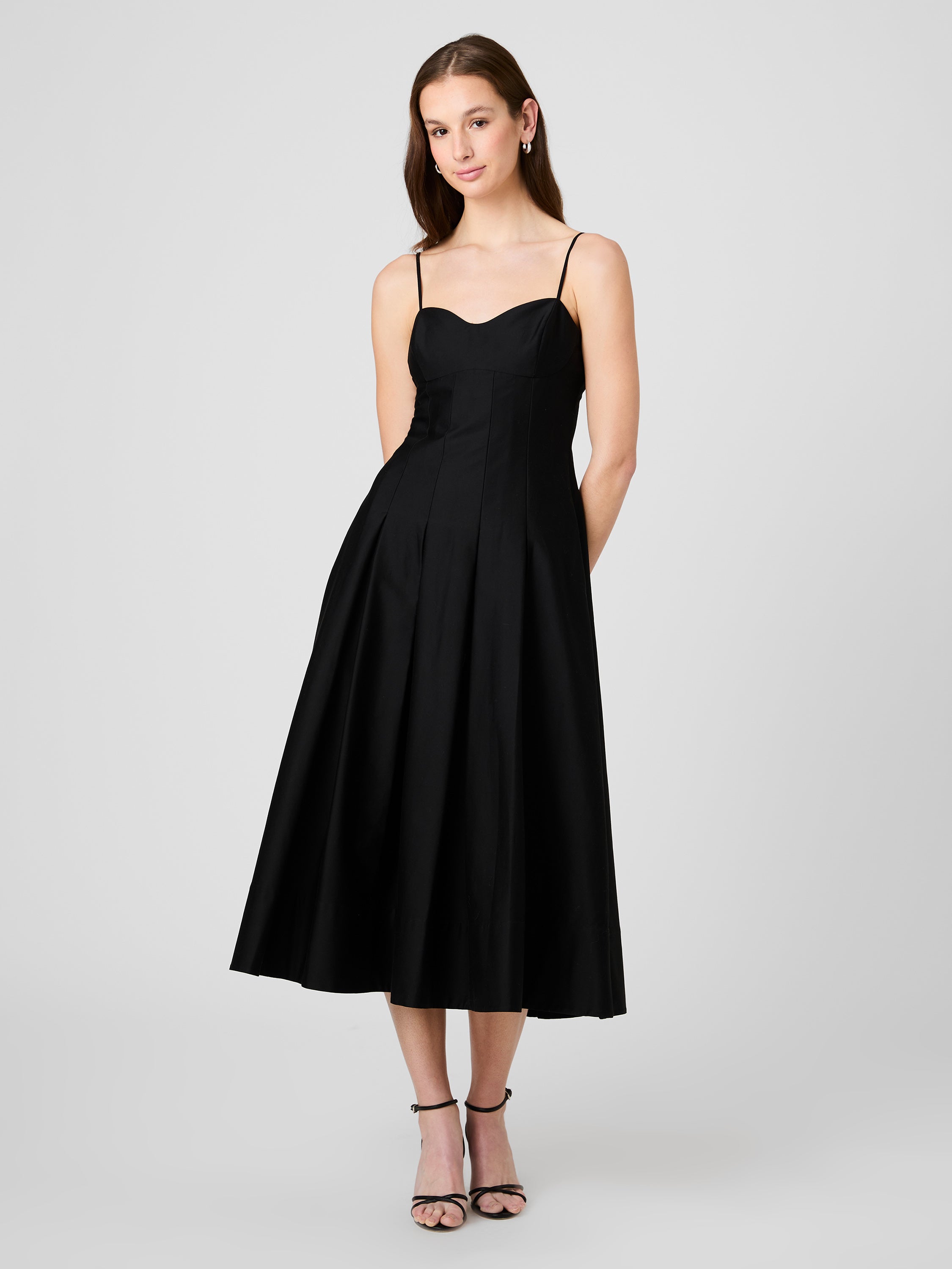 COTTON SATEEN PLEATED MIDI DRESS View 2 | Maxi Dresses COTTON SATEEN PLEATED MIDI DRESS View 2 | Maxi Dresses