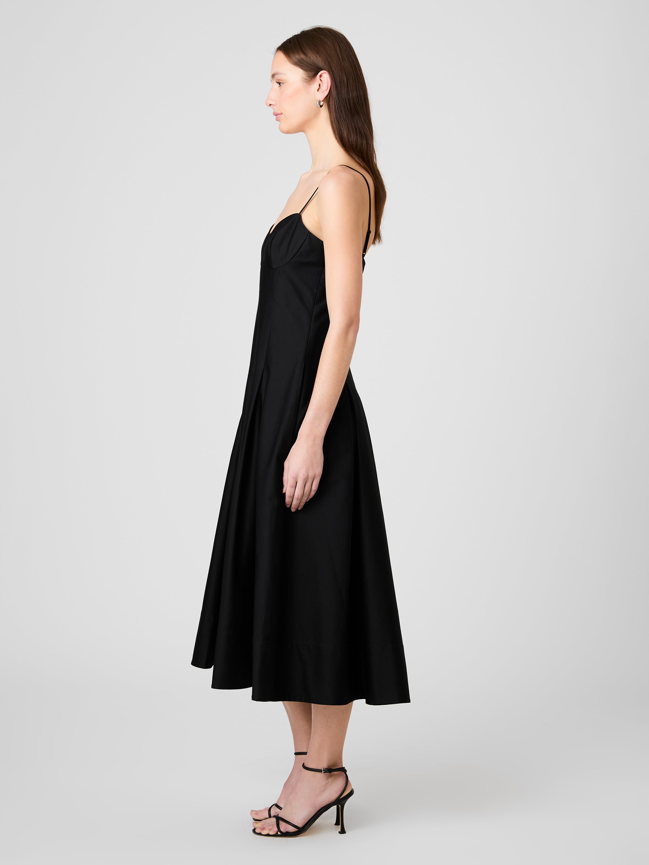 COTTON SATEEN PLEATED MIDI DRESS VIEW 5 COTTON SATEEN PLEATED MIDI DRESS VIEW 5