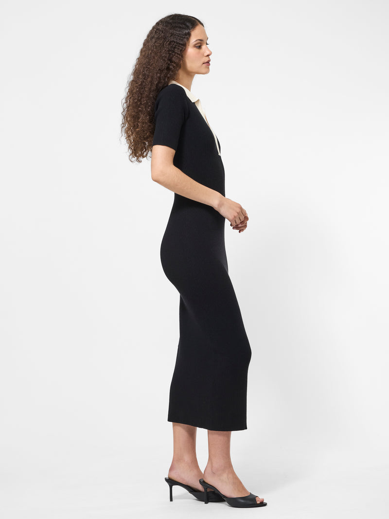 Cosysoft Contrast V-Neck Midi Dress