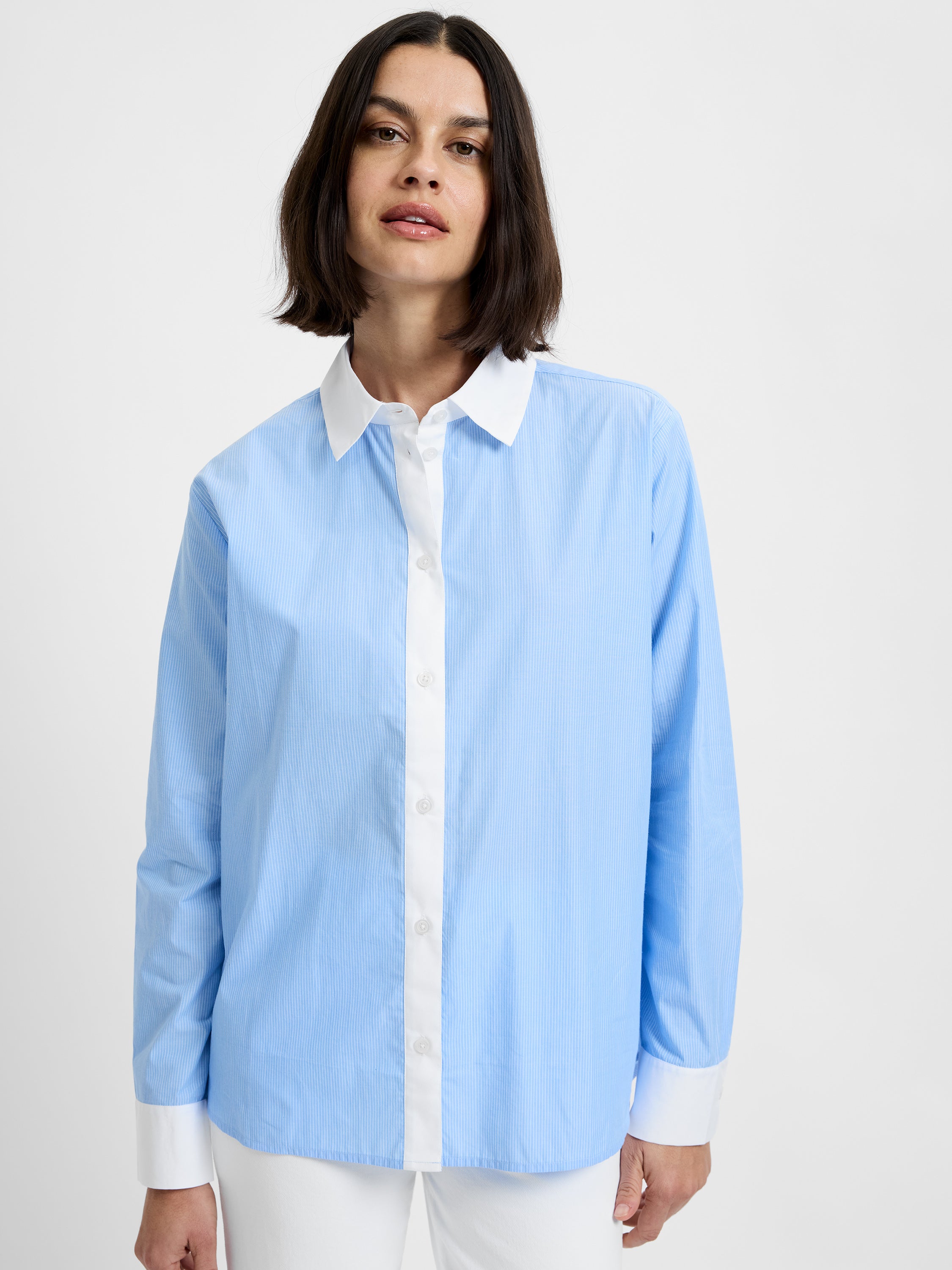 POPLIN TICKING CONTRAST BUTTON DOWN View 2 | Shirts & Tops POPLIN TICKING CONTRAST BUTTON DOWN View 2 | Shirts & Tops