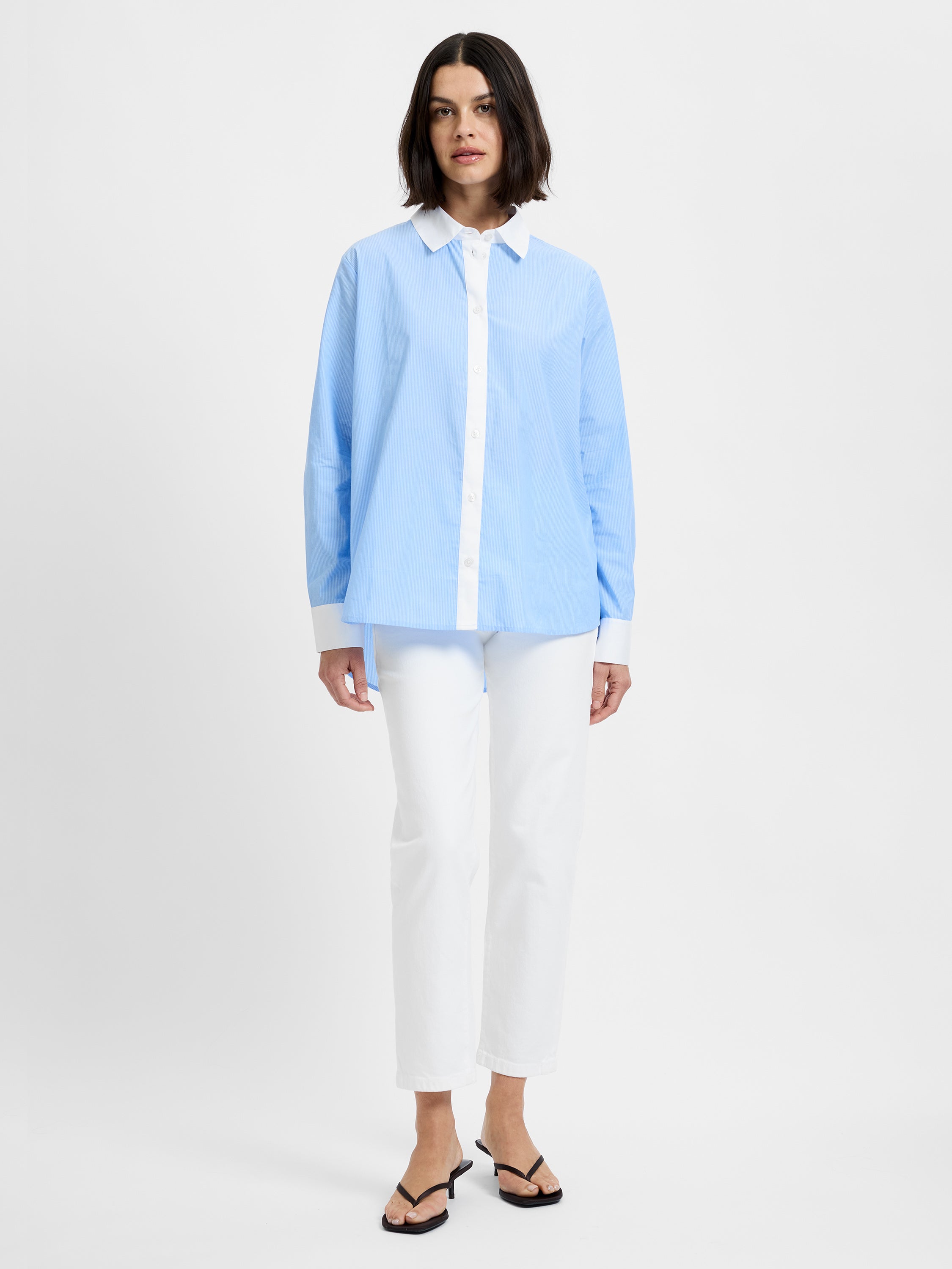 POPLIN TICKING CONTRAST BUTTON DOWN View 1 | Shirts & Tops POPLIN TICKING CONTRAST BUTTON DOWN View 1 | Shirts & Tops