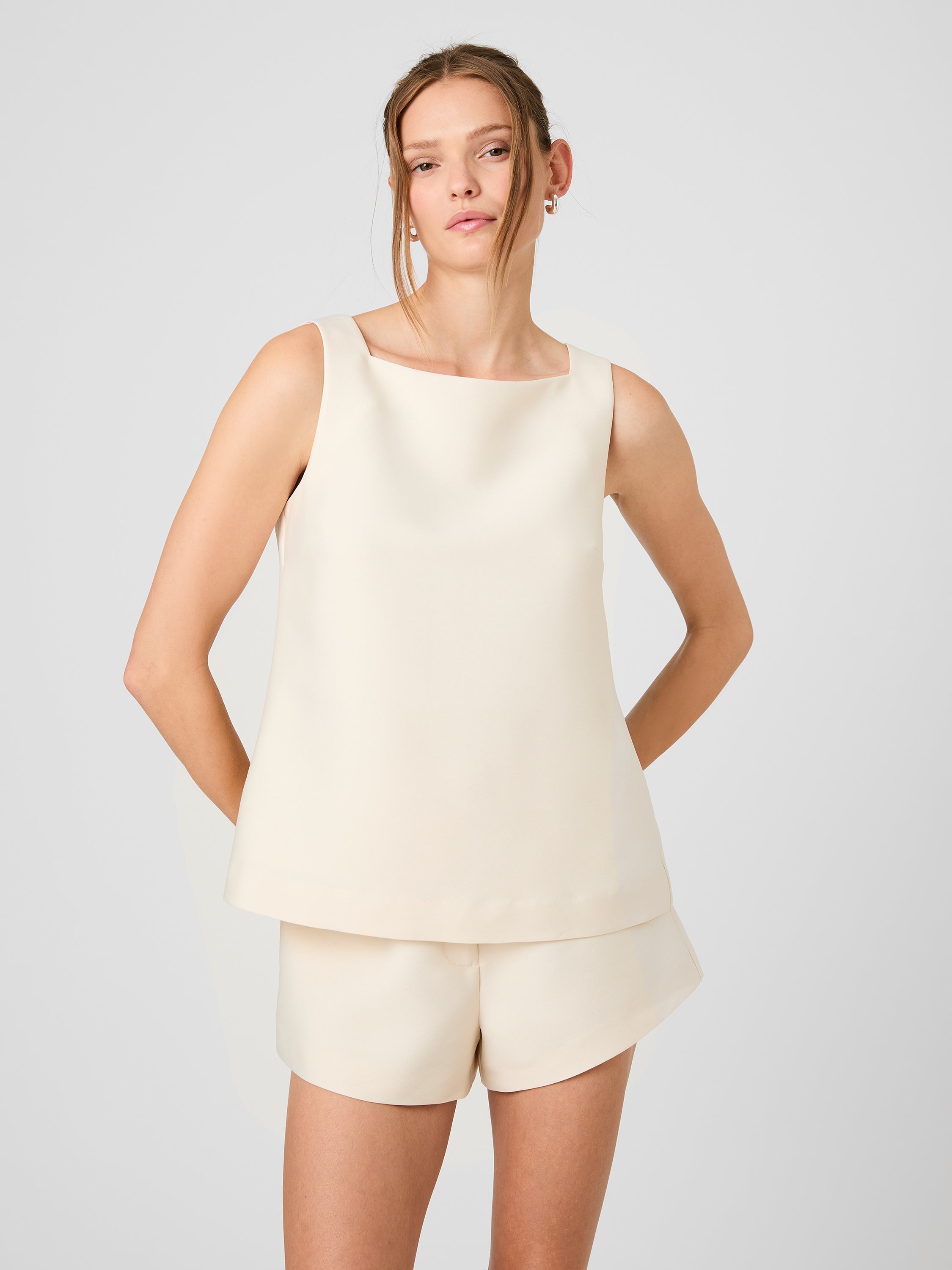 STRUCTURED TAFFETA SLEEVELESS A-LINE TOP View 1 | New Arrivals STRUCTURED TAFFETA SLEEVELESS A-LINE TOP View 1 | New Arrivals