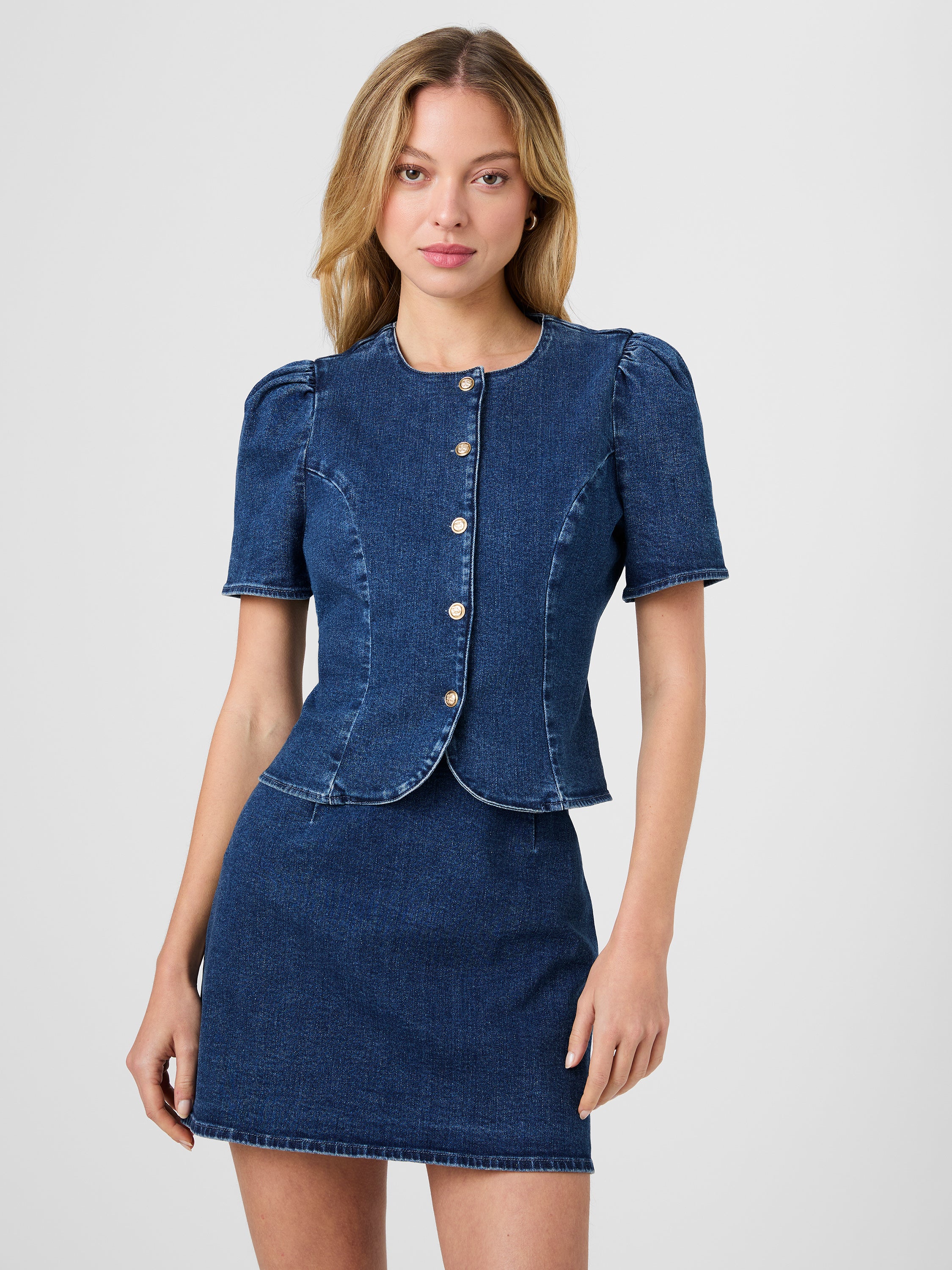 DELANCEY DENIM BUTTON FRONT TOP View 1 | Shirts & Tops DELANCEY DENIM BUTTON FRONT TOP View 1 | Shirts & Tops