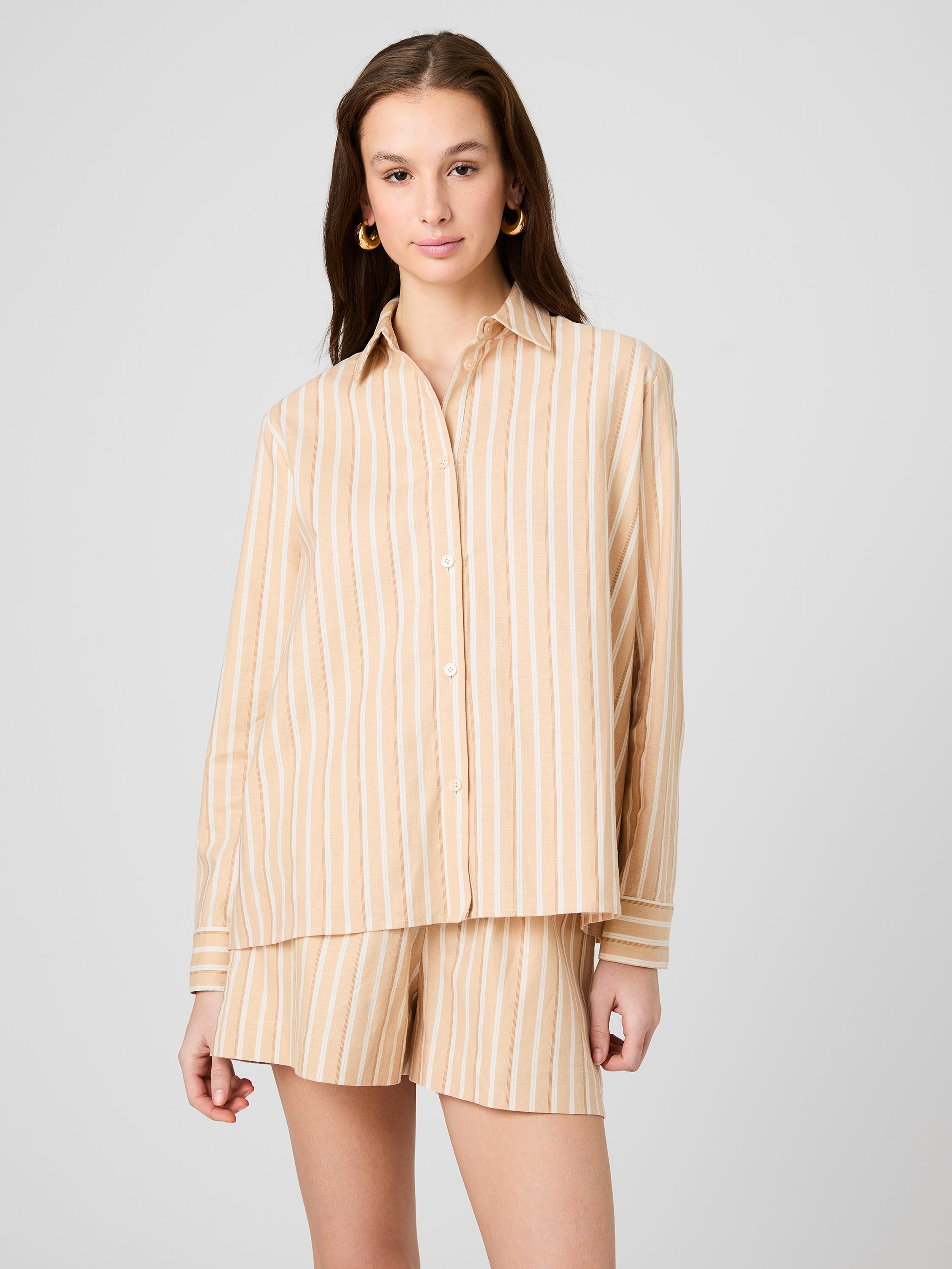 ASPEN LINEN SANDLOT STRIPE BUTTON DOWN SHIRT View 1 | Women's Shop All ASPEN LINEN SANDLOT STRIPE BUTTON DOWN SHIRT View 1 | Women's Shop All