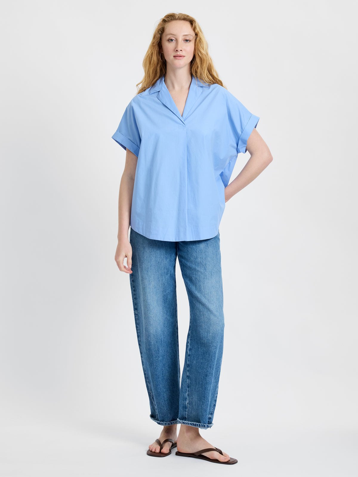 POPLIN COLLAR SHORT SLEEVE PULLOVER SHIRT VIEW 5 | Women's Shop All POPLIN COLLAR SHORT SLEEVE PULLOVER SHIRT VIEW 5 | Women's Shop All