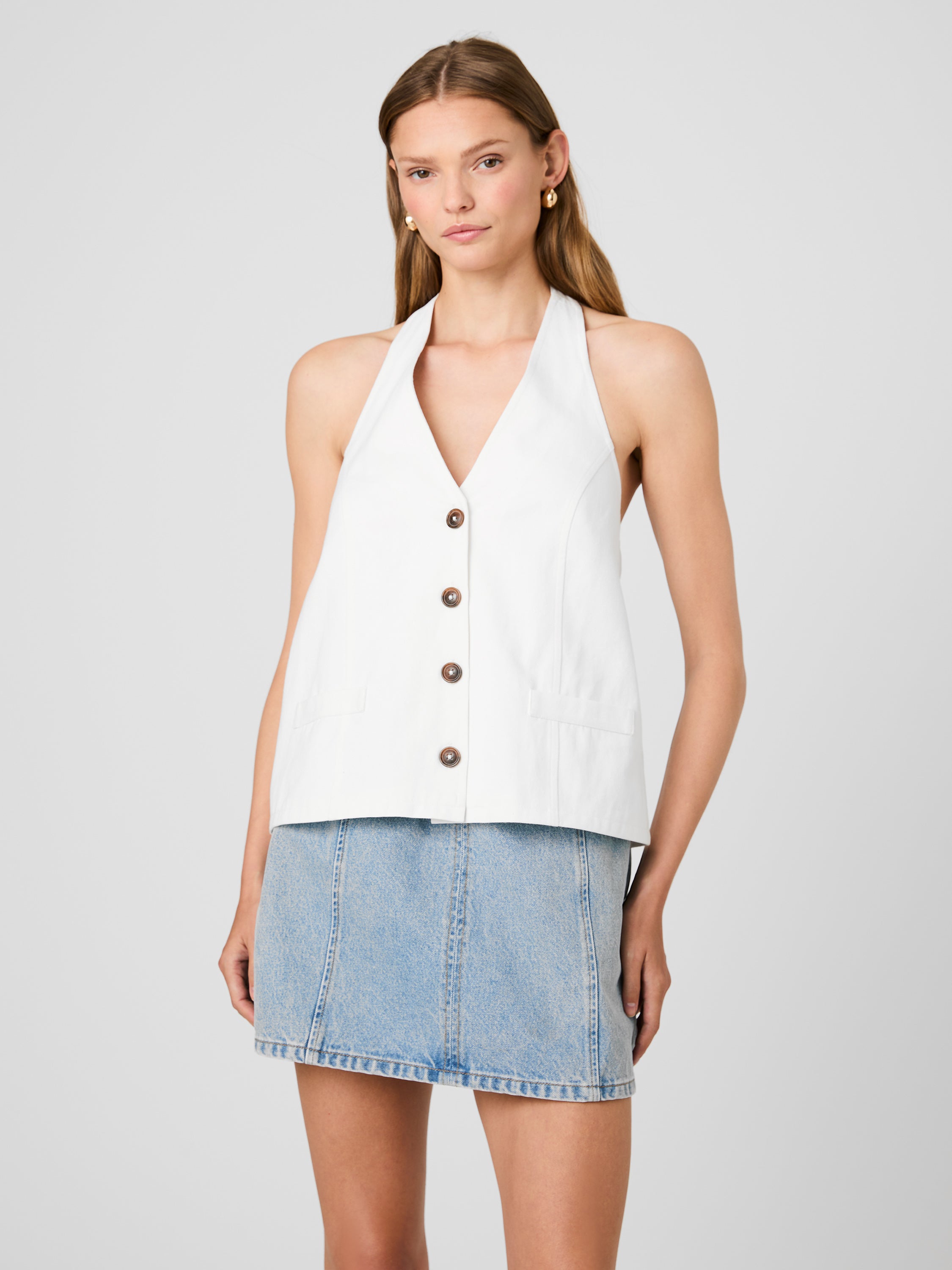 KELLER COTTON TWILL BOXY HALTER TOP View 2 | Shirts & Tops KELLER COTTON TWILL BOXY HALTER TOP View 2 | Shirts & Tops