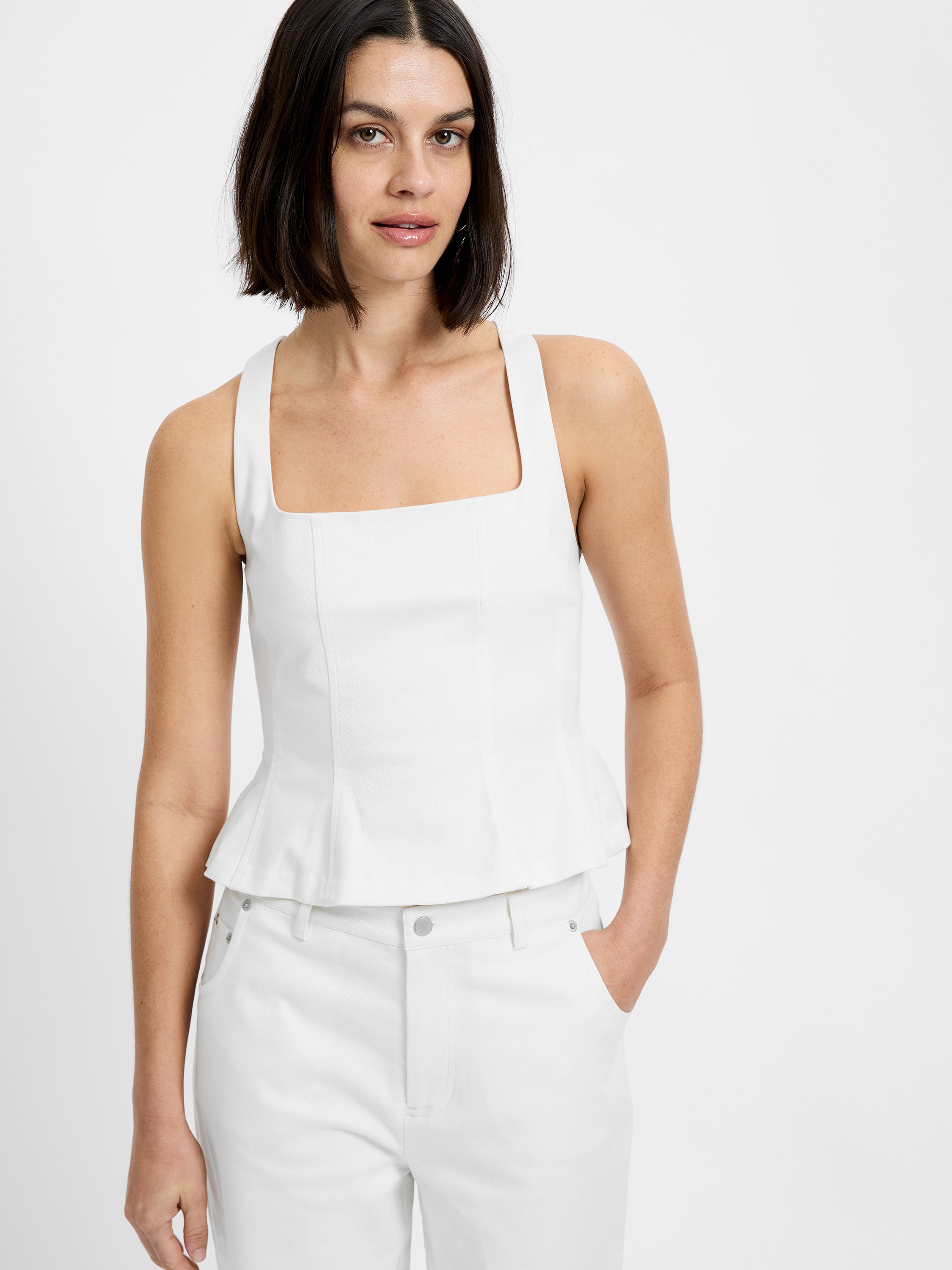 Inez Cotton Twill Peplum Top | French Connection US