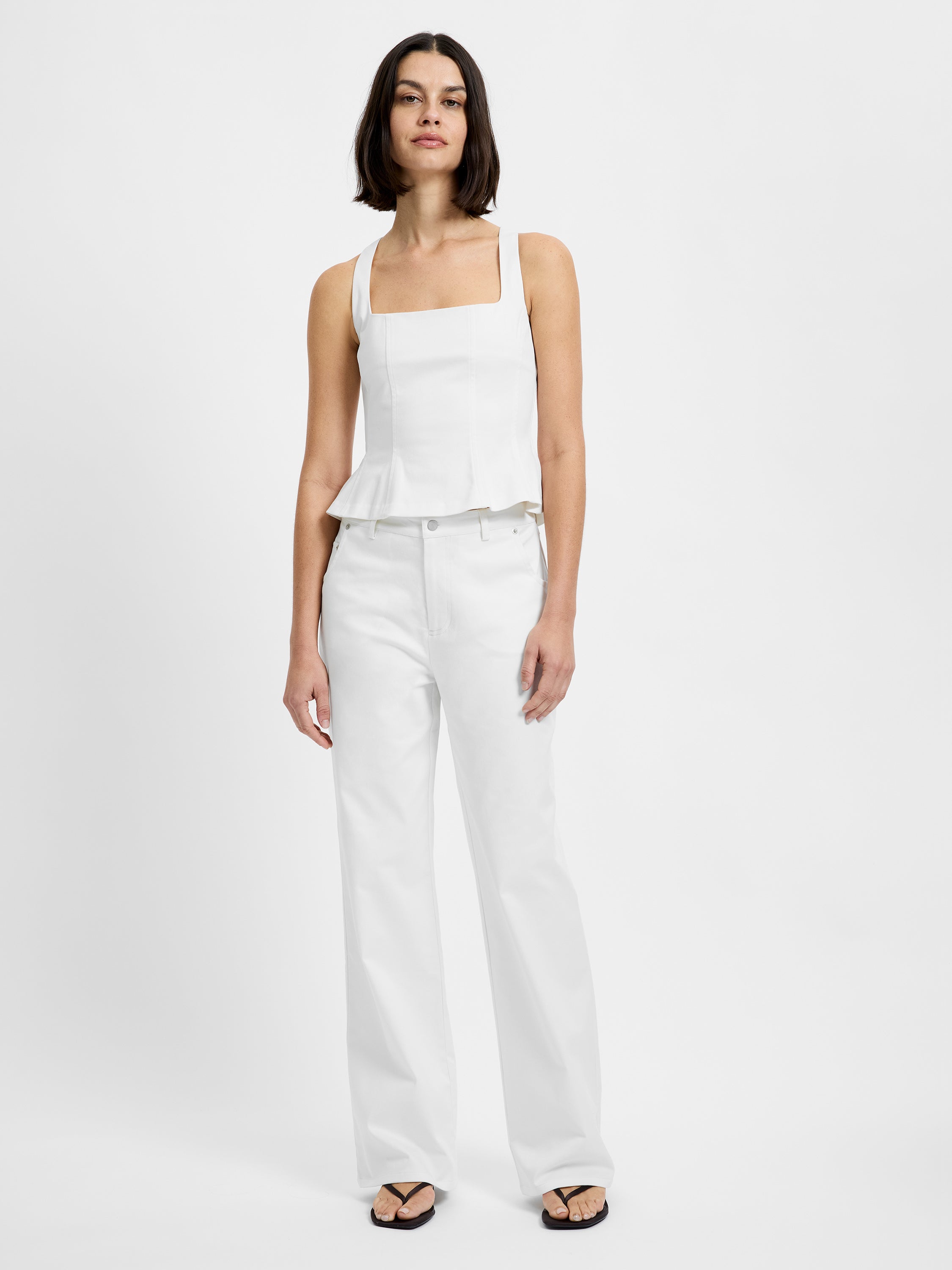 【新品・未使用】MORELIA H/Z WOVEN TOP Inez Cotton Twill Peplum Top | French Connection US