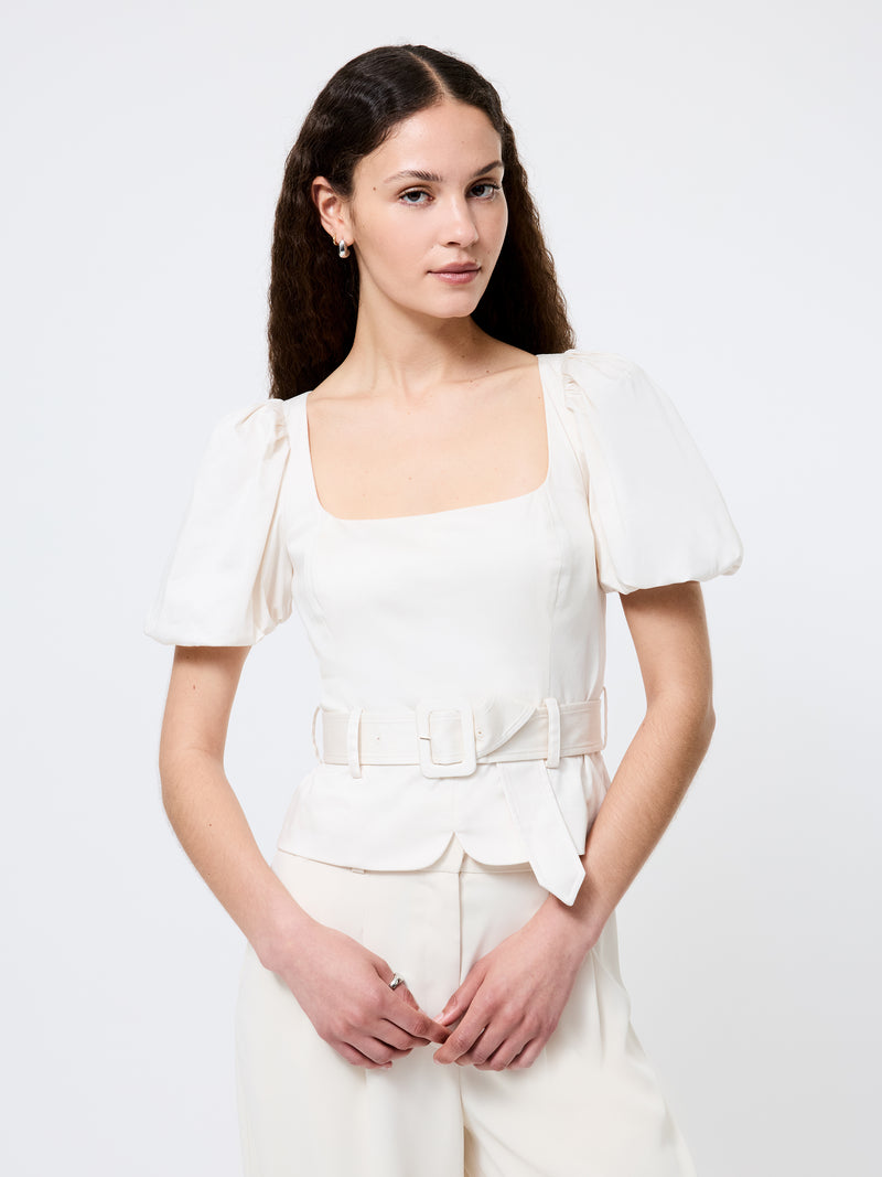 Sateen Puff Sleeve Top
