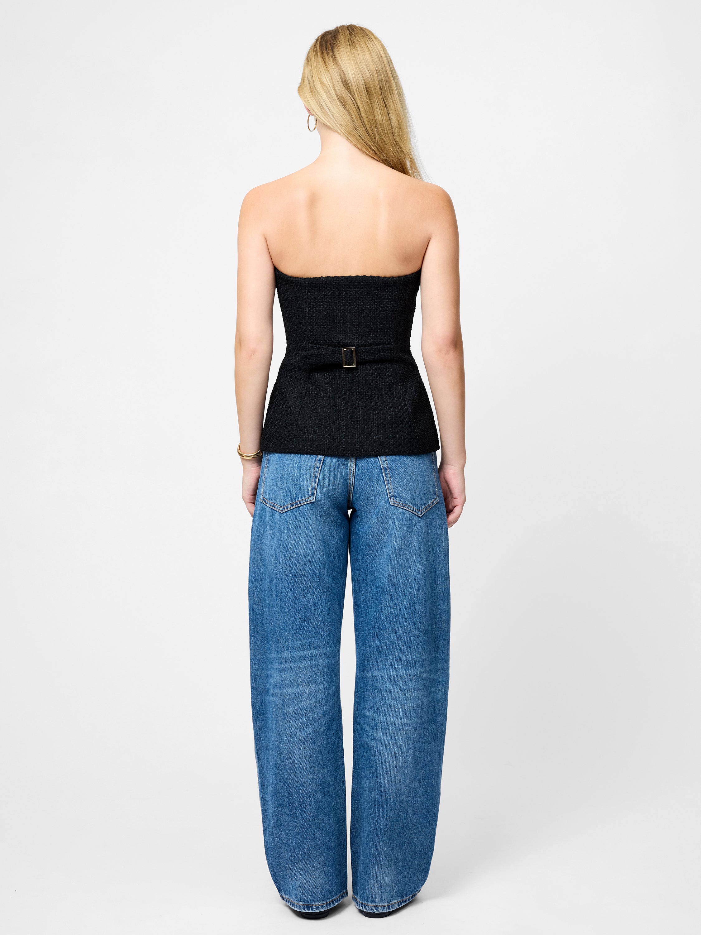 Structured Tweed Strapless Top