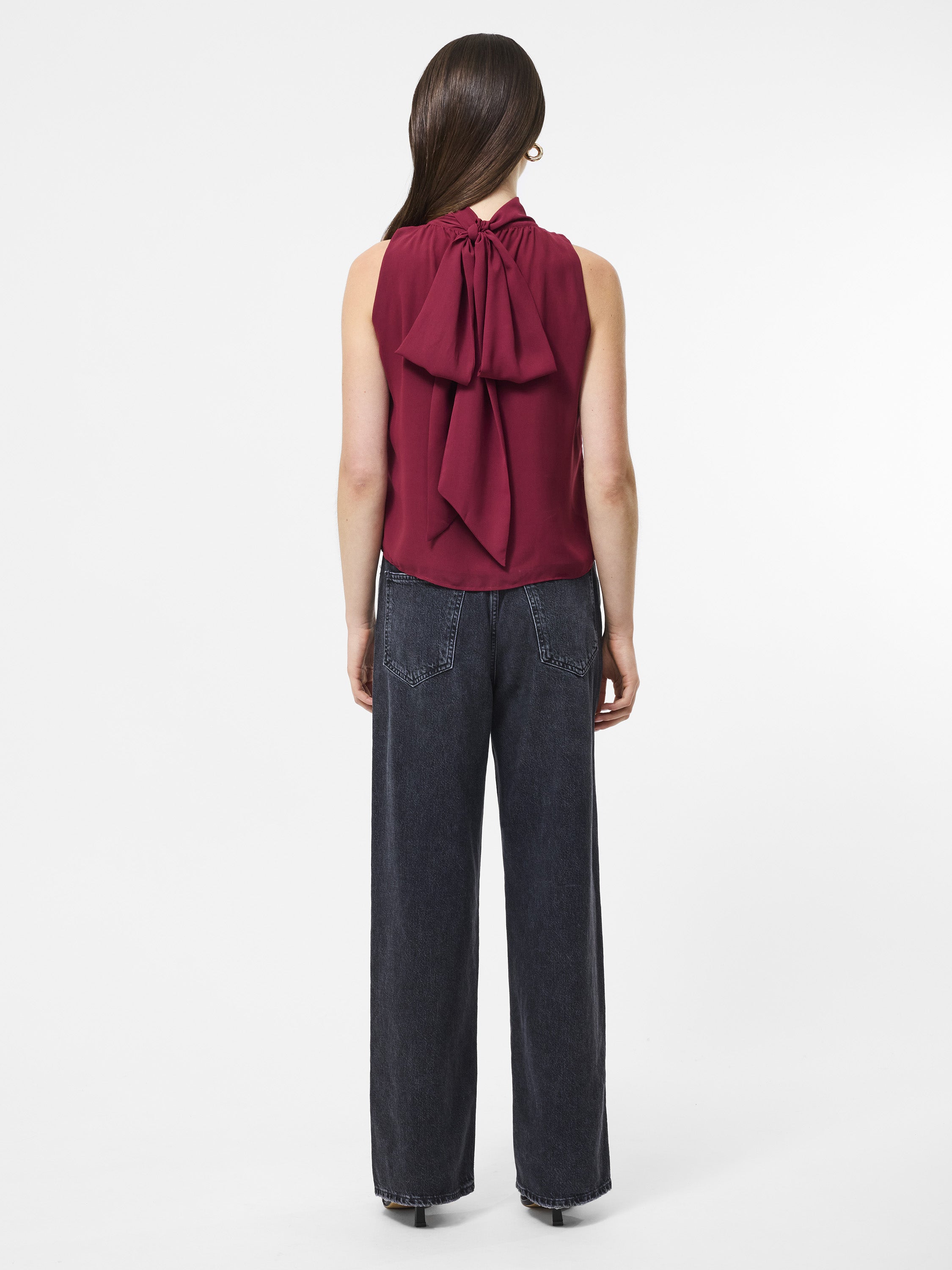 Marina Chiffon Sleeveless Bow Top