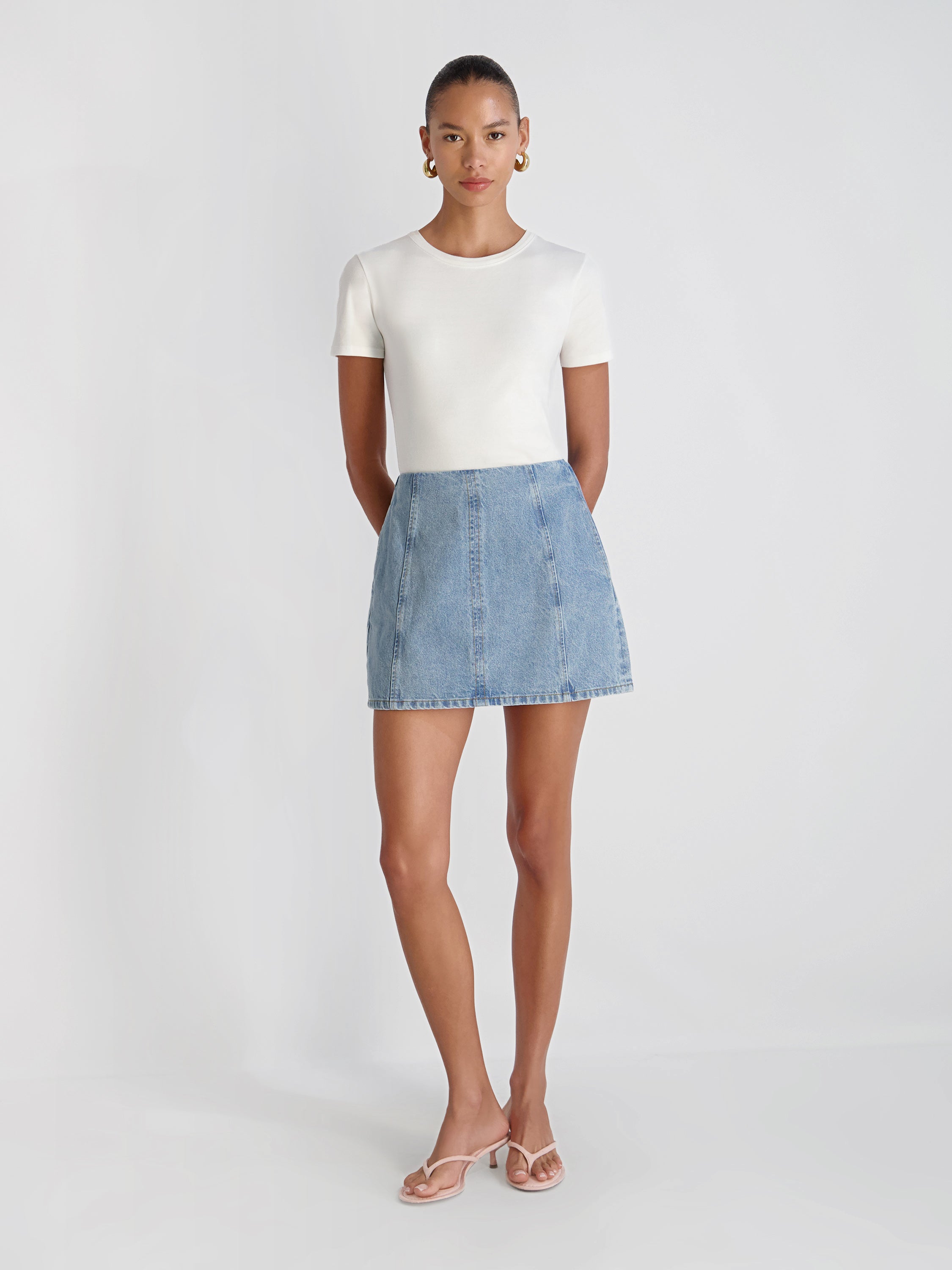 90S DENIM MULTI SEAM MINI SKIRT VIEW 4 | Sale 90S DENIM MULTI SEAM MINI SKIRT VIEW 4 | Sale