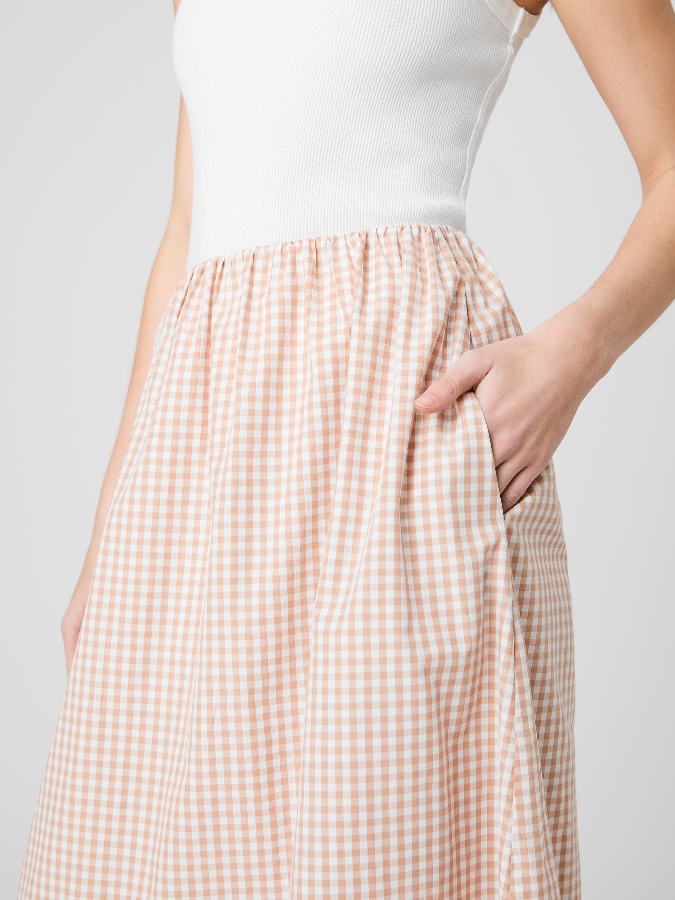 PETITE GINGHAM RUCHED MIDI SKIRT VIEW 3 PETITE GINGHAM RUCHED MIDI SKIRT VIEW 3