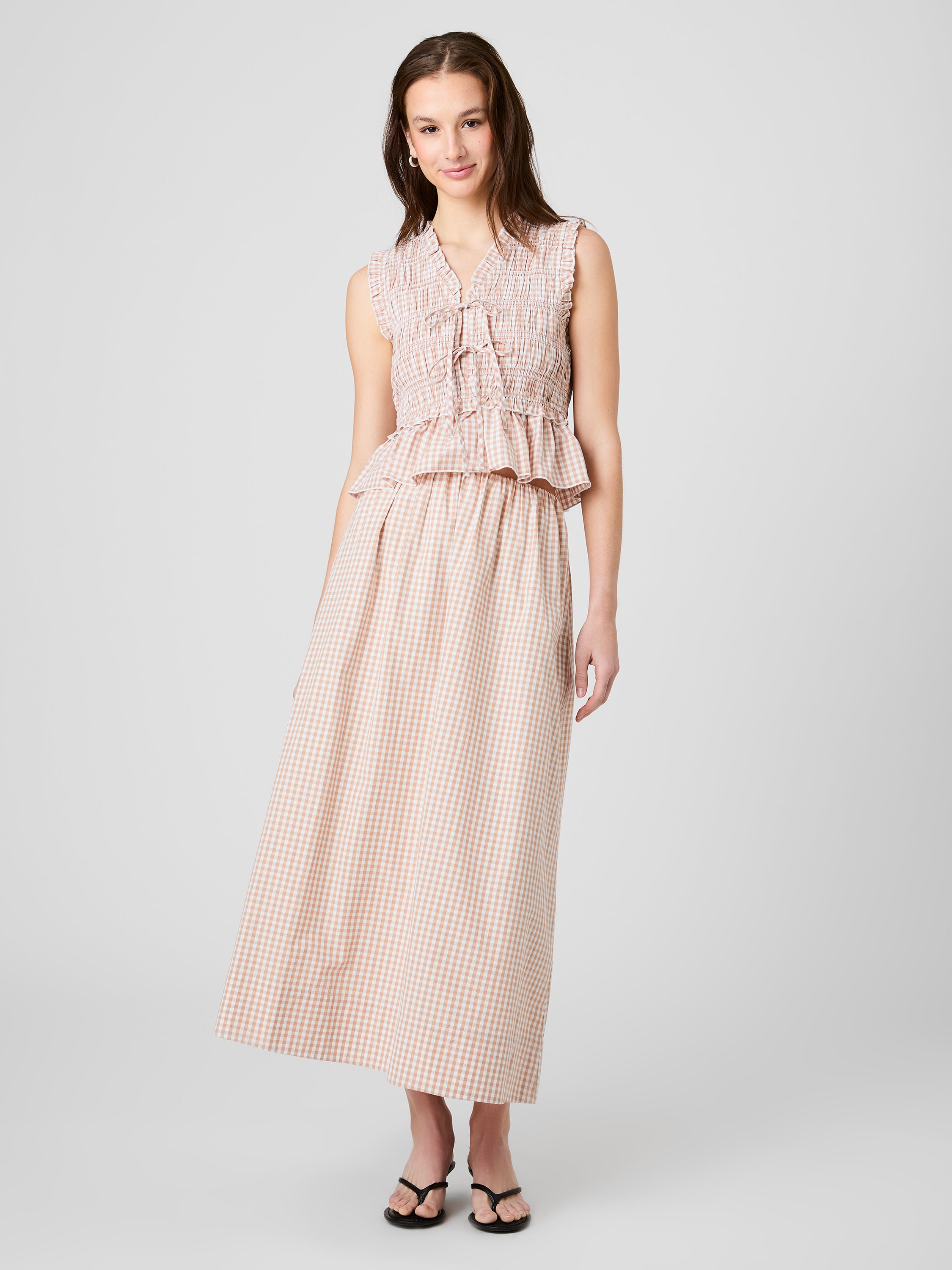 PETITE GINGHAM RUCHED MIDI SKIRT VIEW 6 PETITE GINGHAM RUCHED MIDI SKIRT VIEW 6