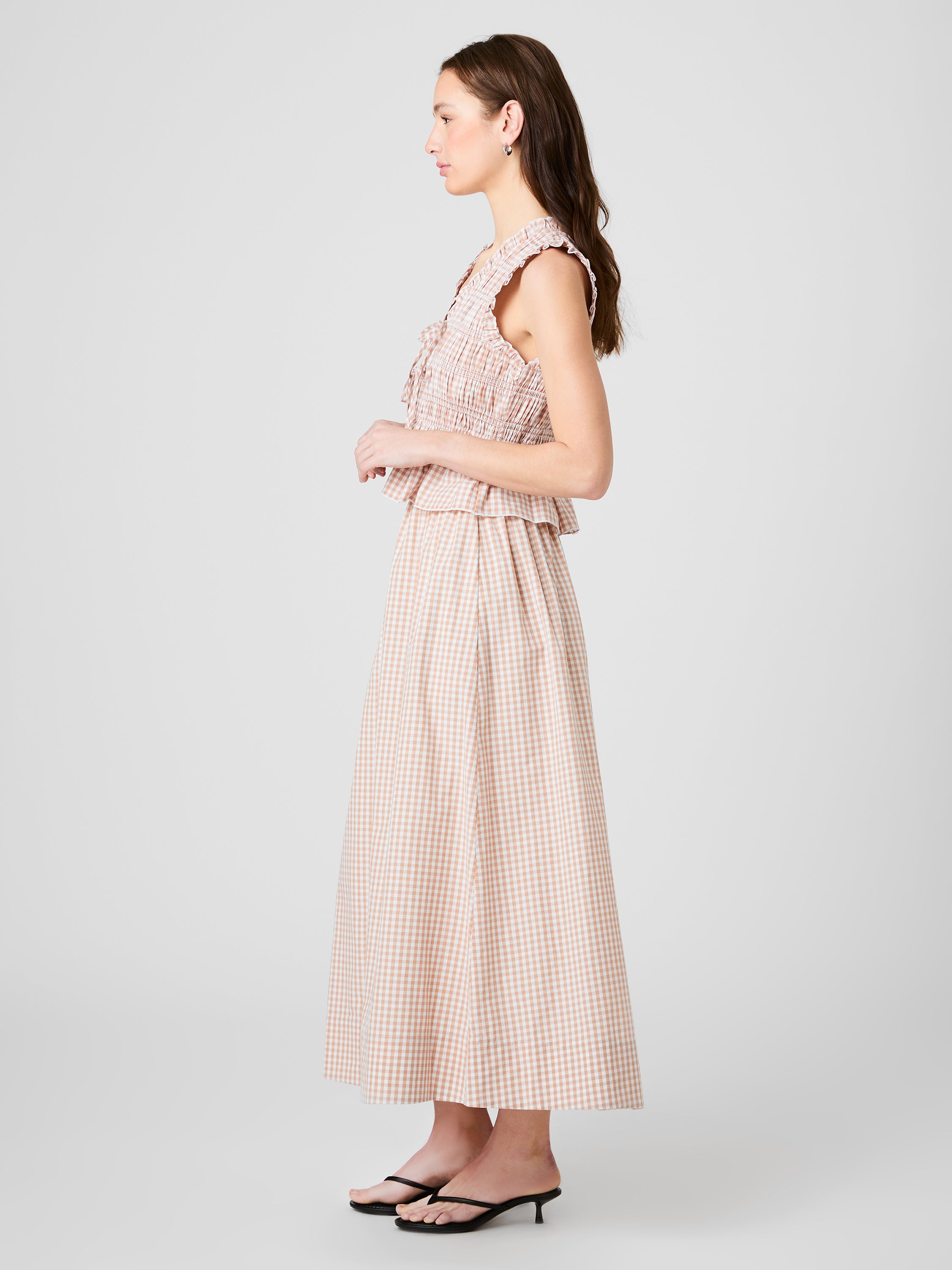 PETITE GINGHAM RUCHED MIDI SKIRT VIEW 4 PETITE GINGHAM RUCHED MIDI SKIRT VIEW 4