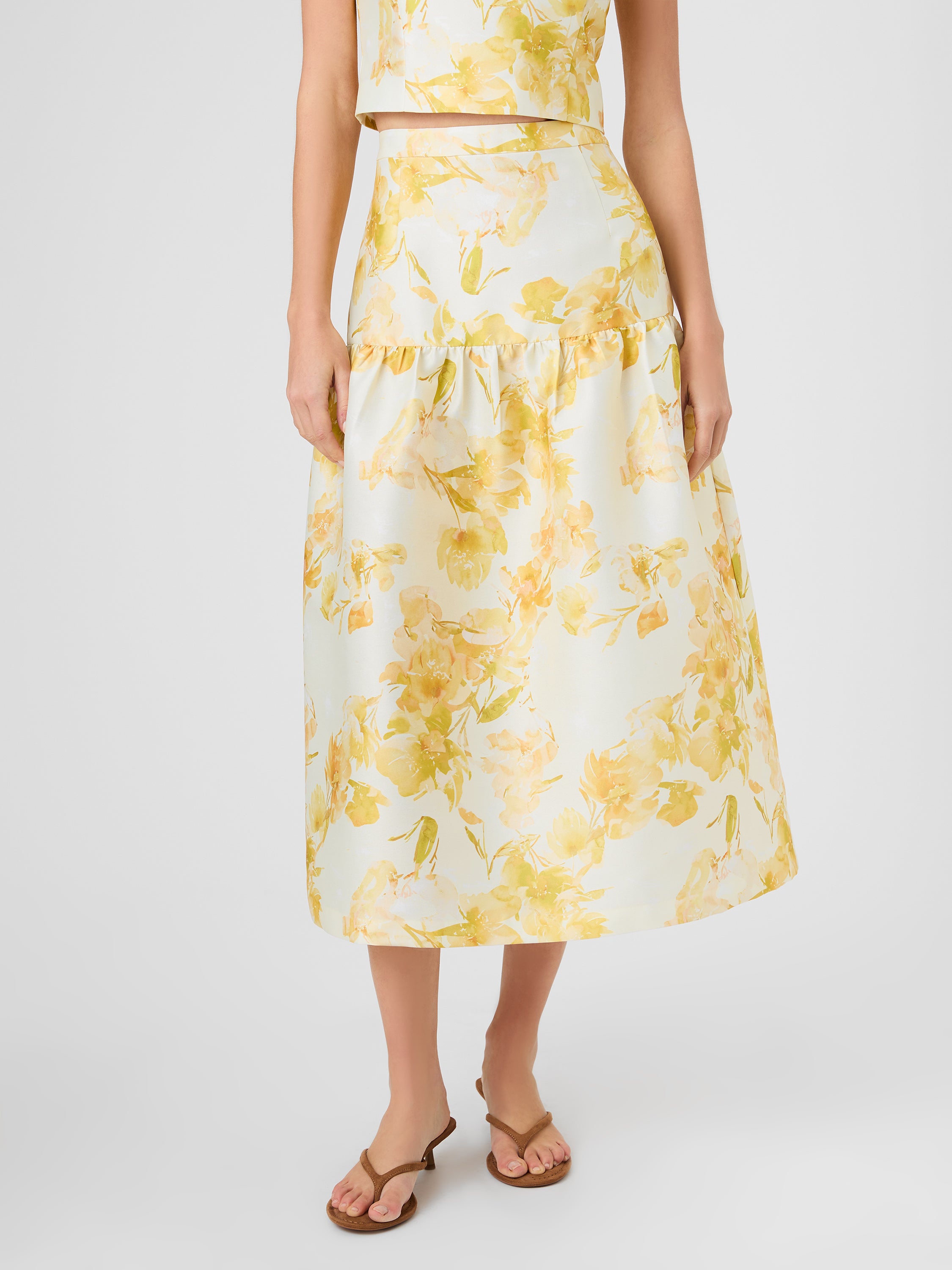 STRUCTURED TAFFETA SOPHIE FLEUR MIDI SKIRT View 2 | New Arrivals STRUCTURED TAFFETA SOPHIE FLEUR MIDI SKIRT View 2 | New Arrivals
