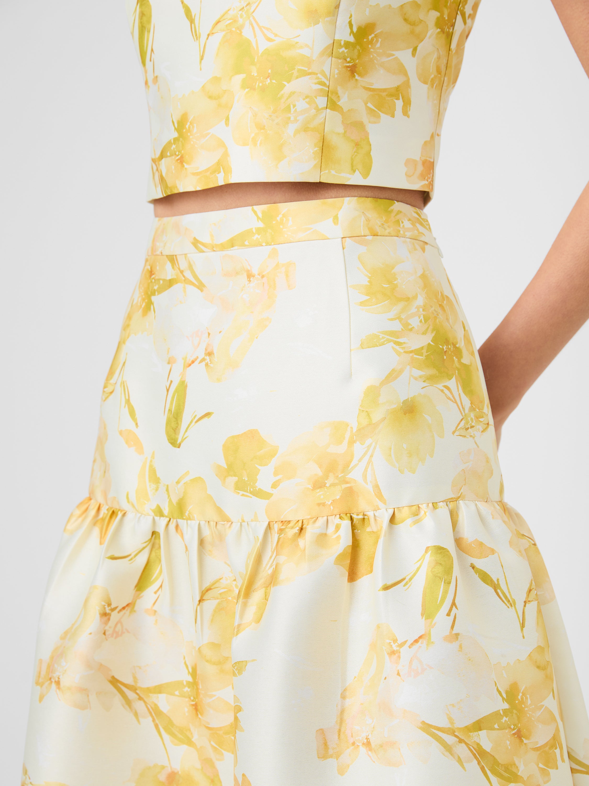 STRUCTURED TAFFETA SOPHIE FLEUR MIDI SKIRT VIEW 3 STRUCTURED TAFFETA SOPHIE FLEUR MIDI SKIRT VIEW 3