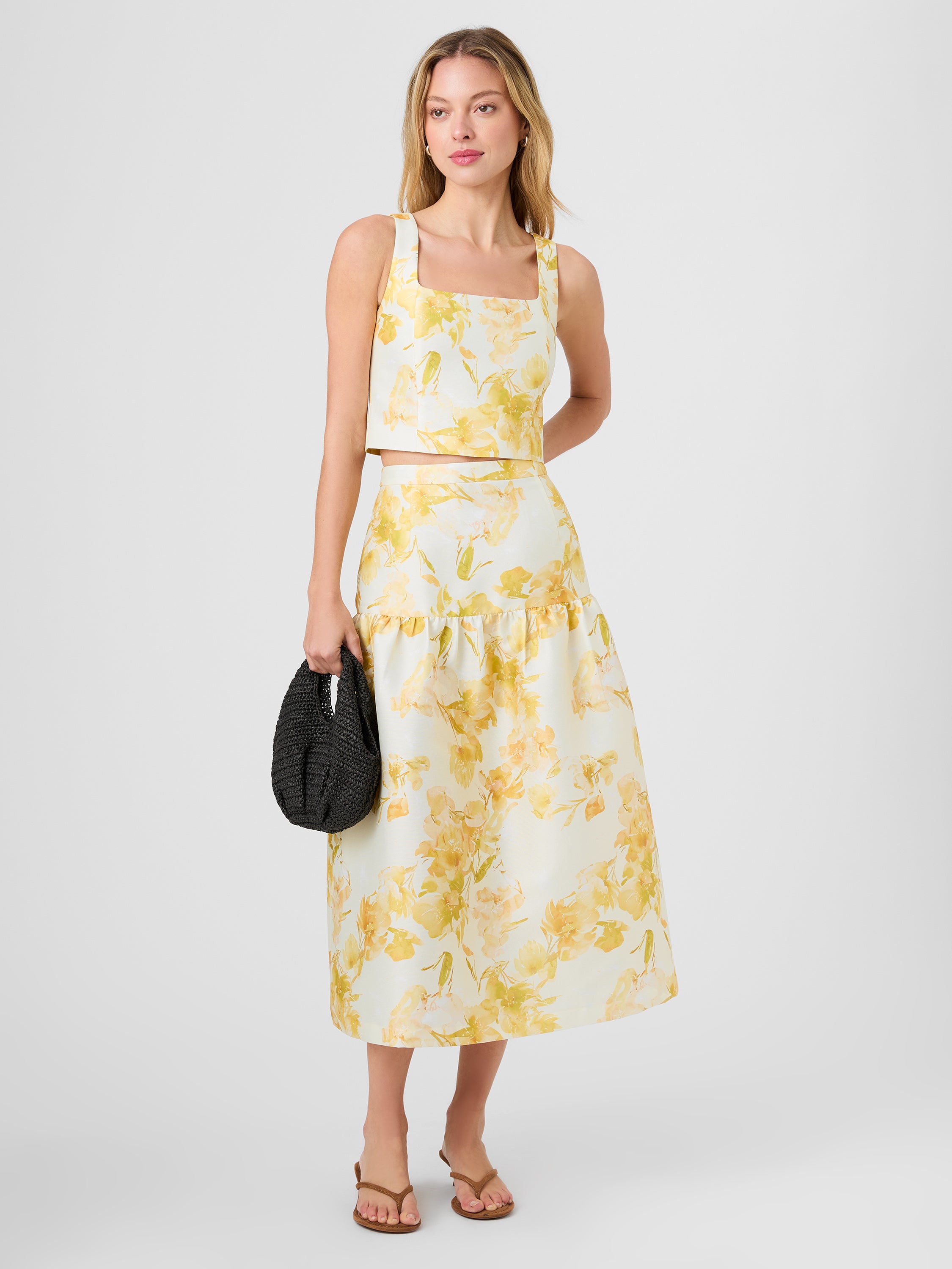 STRUCTURED TAFFETA SOPHIE FLEUR MIDI SKIRT View 1 | New Arrivals STRUCTURED TAFFETA SOPHIE FLEUR MIDI SKIRT View 1 | New Arrivals