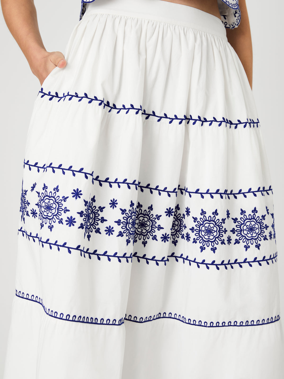ALISSA COTTON EMBROIDERED MIDI SKIRT VIEW 4 | Sale ALISSA COTTON EMBROIDERED MIDI SKIRT VIEW 4 | Sale