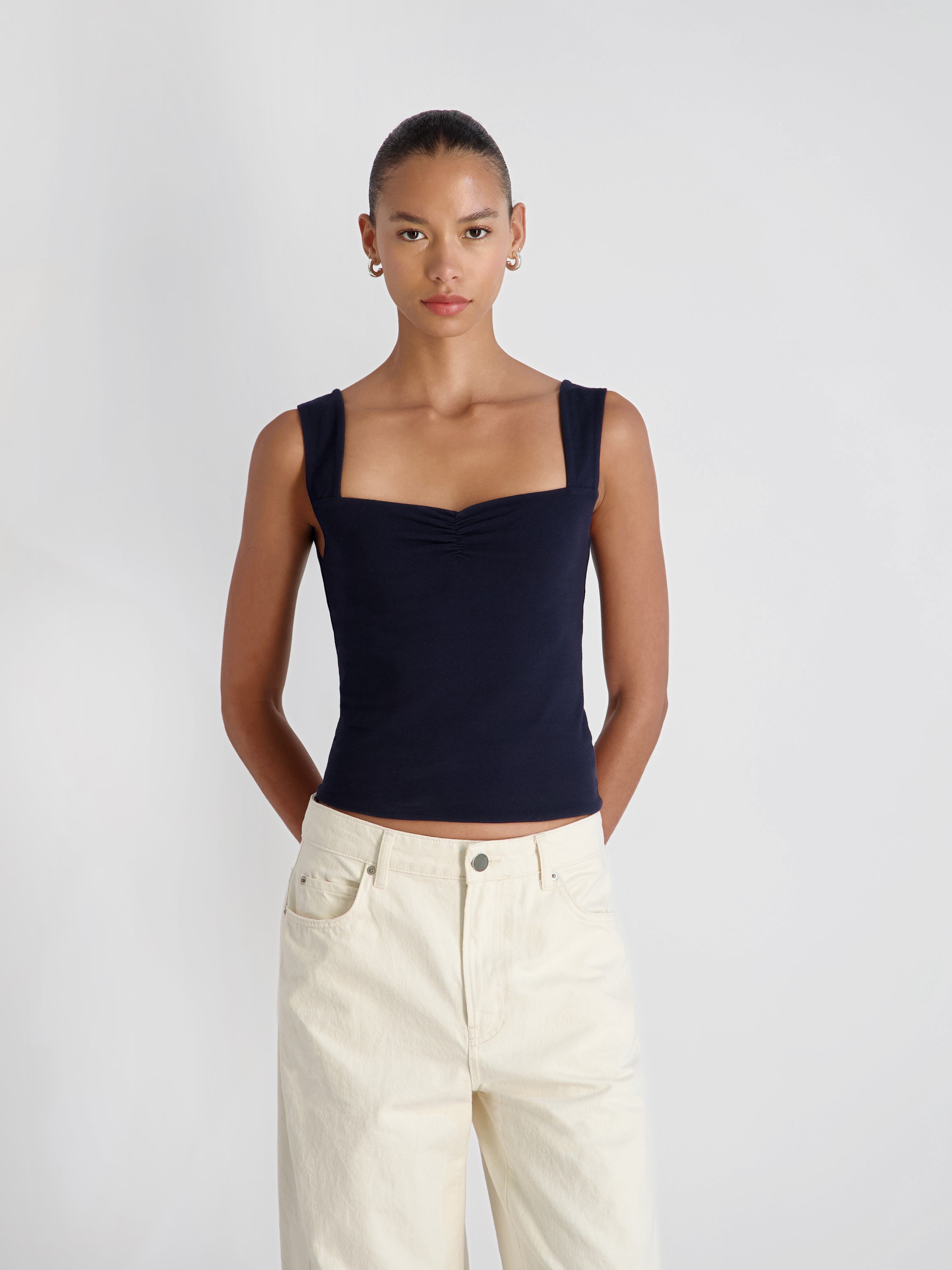 MAISIE JERSEY KNIT RUCHED FRONT TANK View 2 | Shirts & Tops MAISIE JERSEY KNIT RUCHED FRONT TANK View 2 | Shirts & Tops