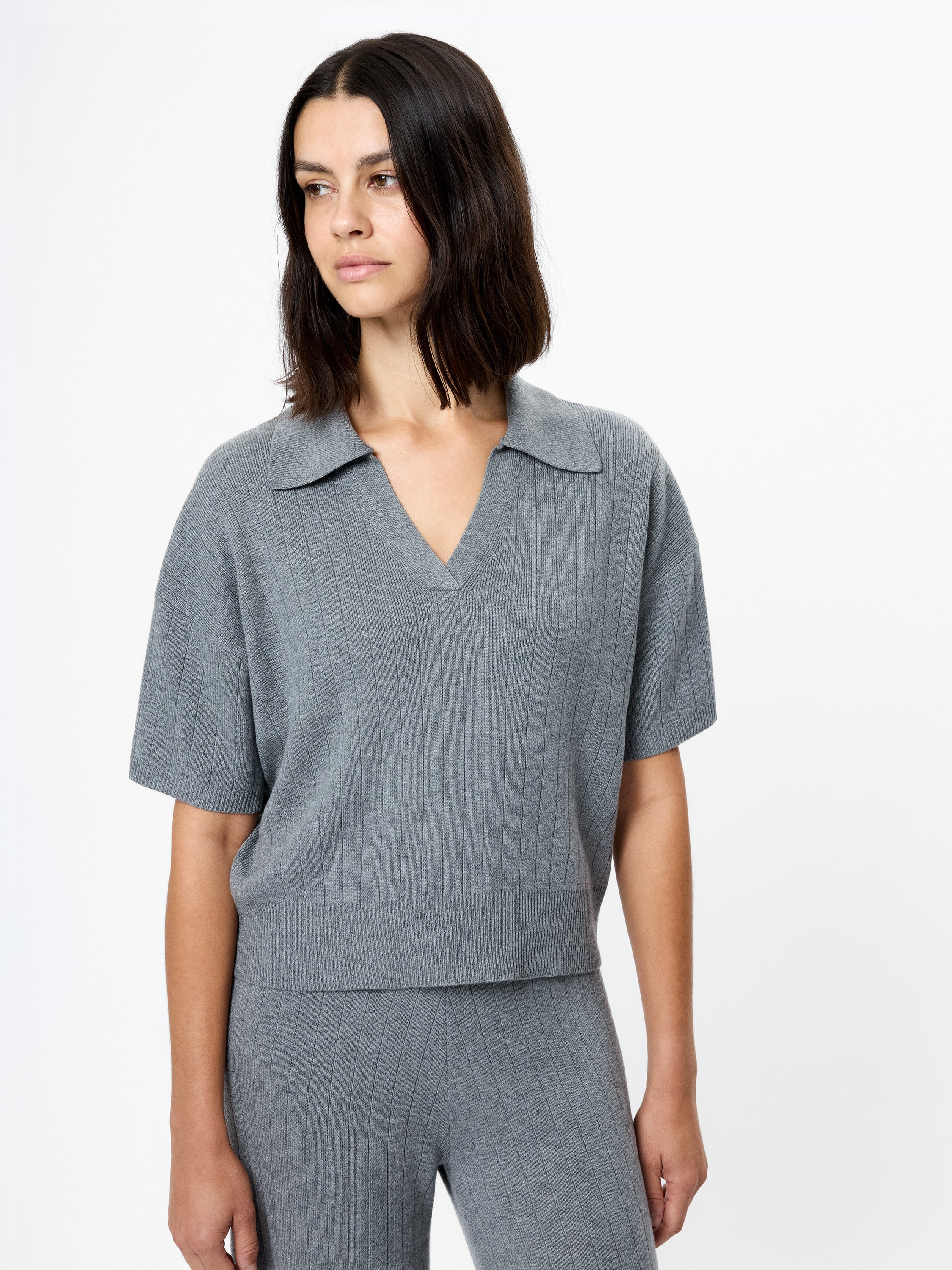 JAVIER KNIT V-NECK COLLARED TOP View 1 | Sale JAVIER KNIT V-NECK COLLARED TOP View 1 | Sale