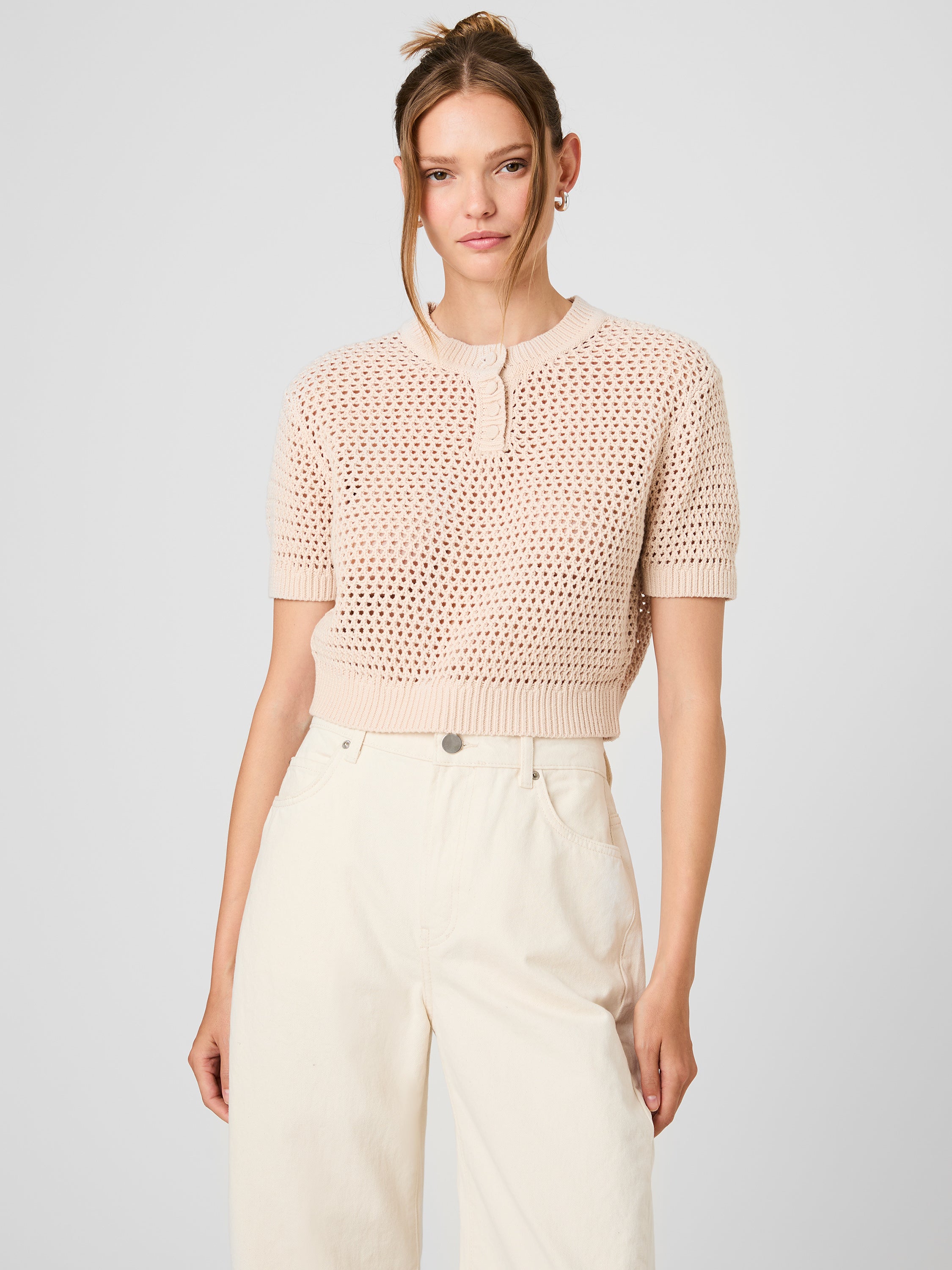 Teddy All Over Knit Short Sleeve Top | French Connection US